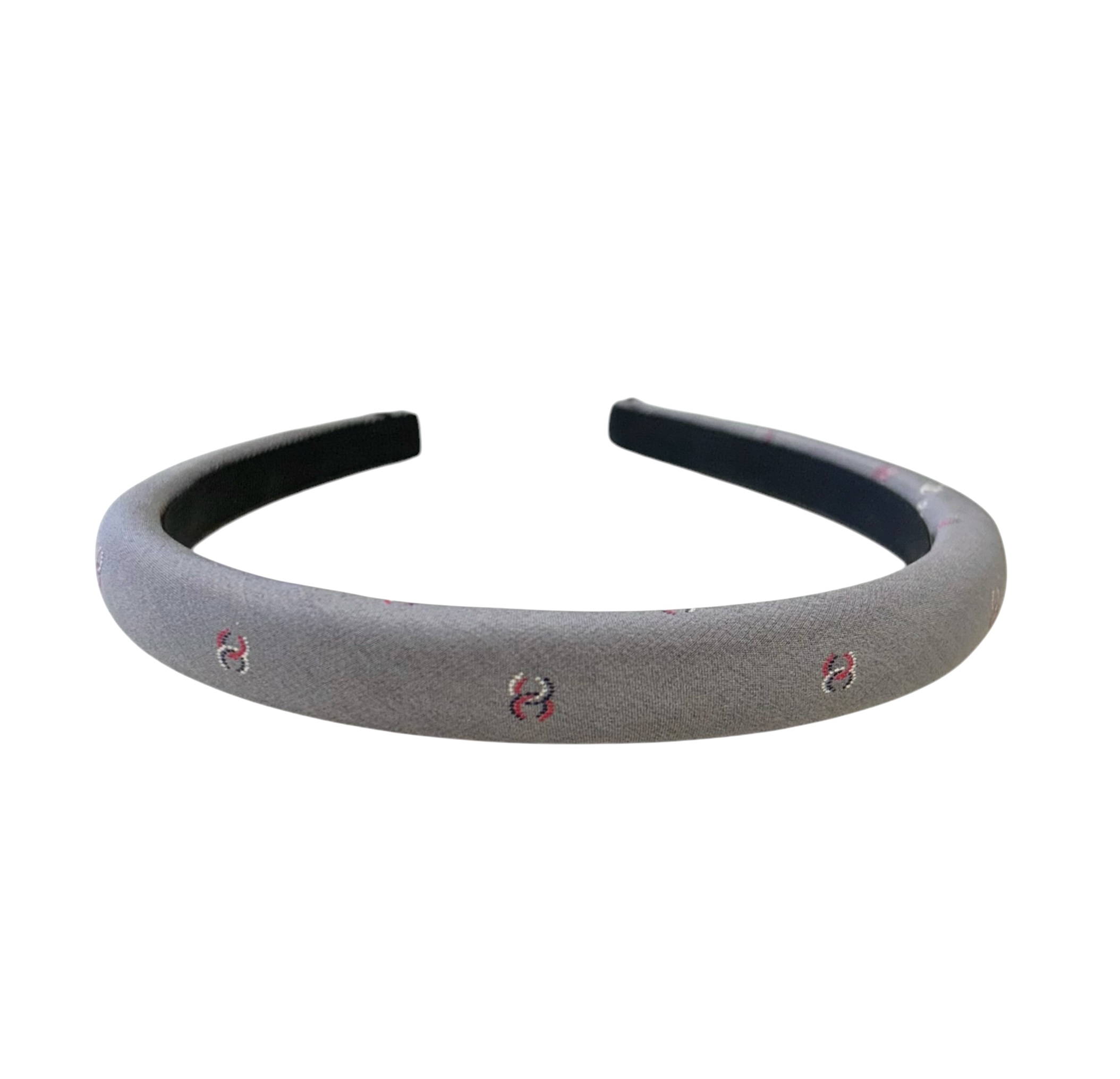 CHANEL grey silk CC hair band no.86
