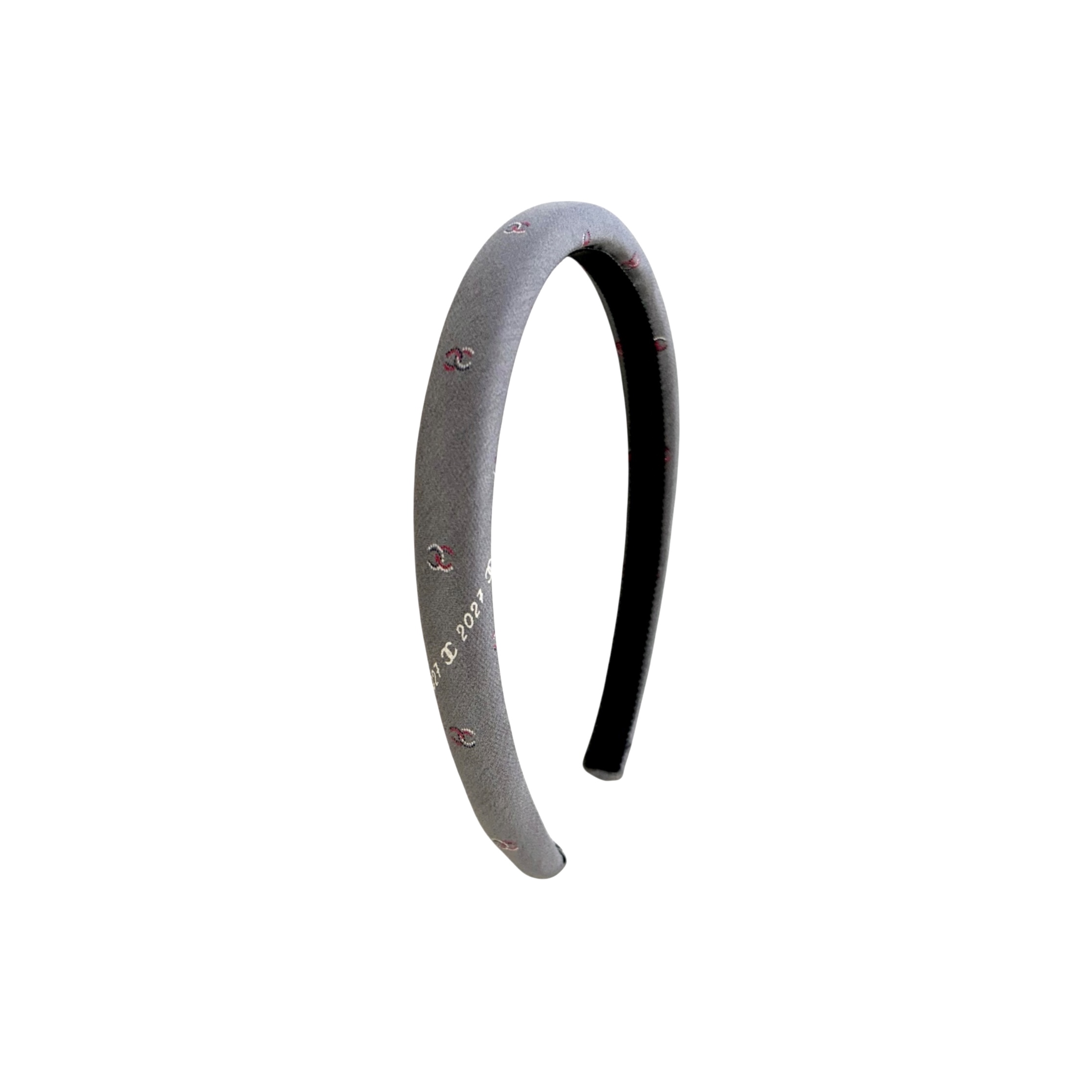 CHANEL grey silk CC hair band no.86
