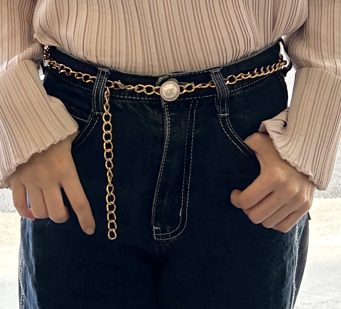 CHANEL holiday pearl CC charm belt