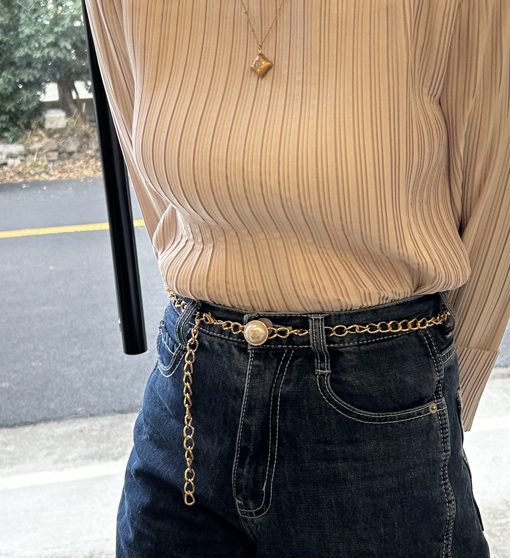 CHANEL holiday pearl CC charm belt