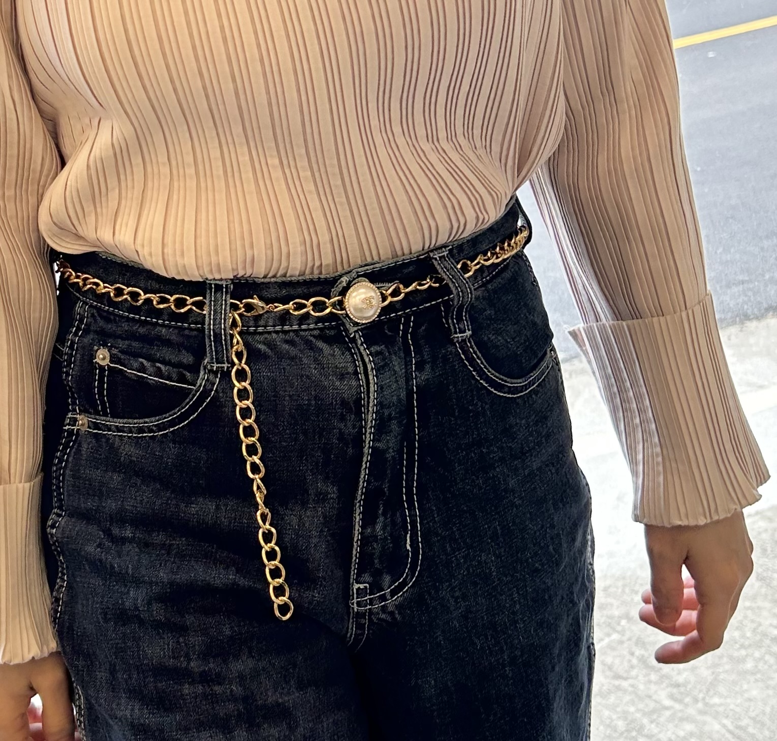 CHANEL holiday pearl CC charm belt