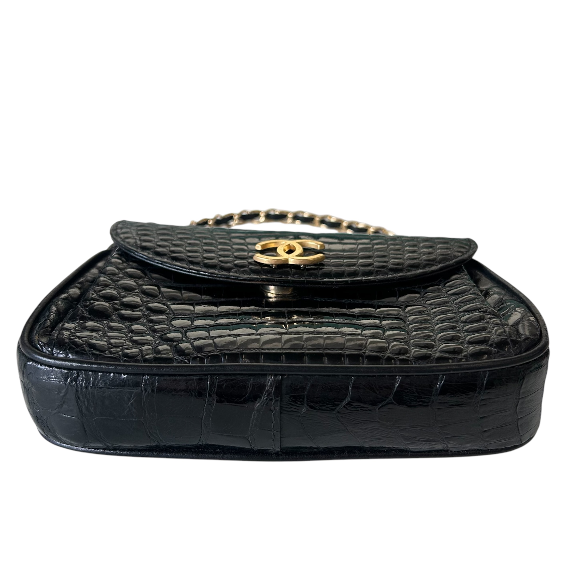GENUINE vintage crocodile bag X CHANEL hanger CC objet no.45