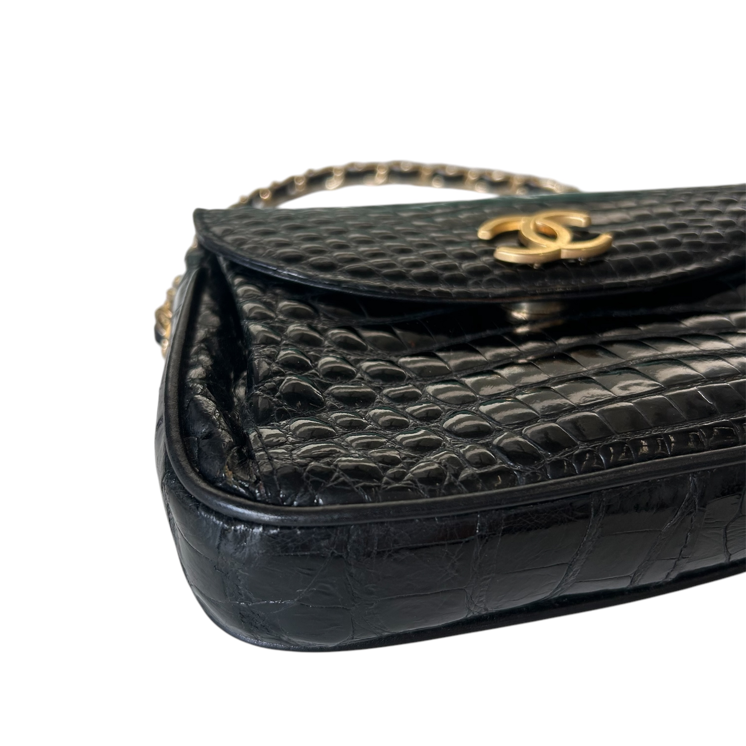 GENUINE vintage crocodile bag X CHANEL hanger CC objet no.45