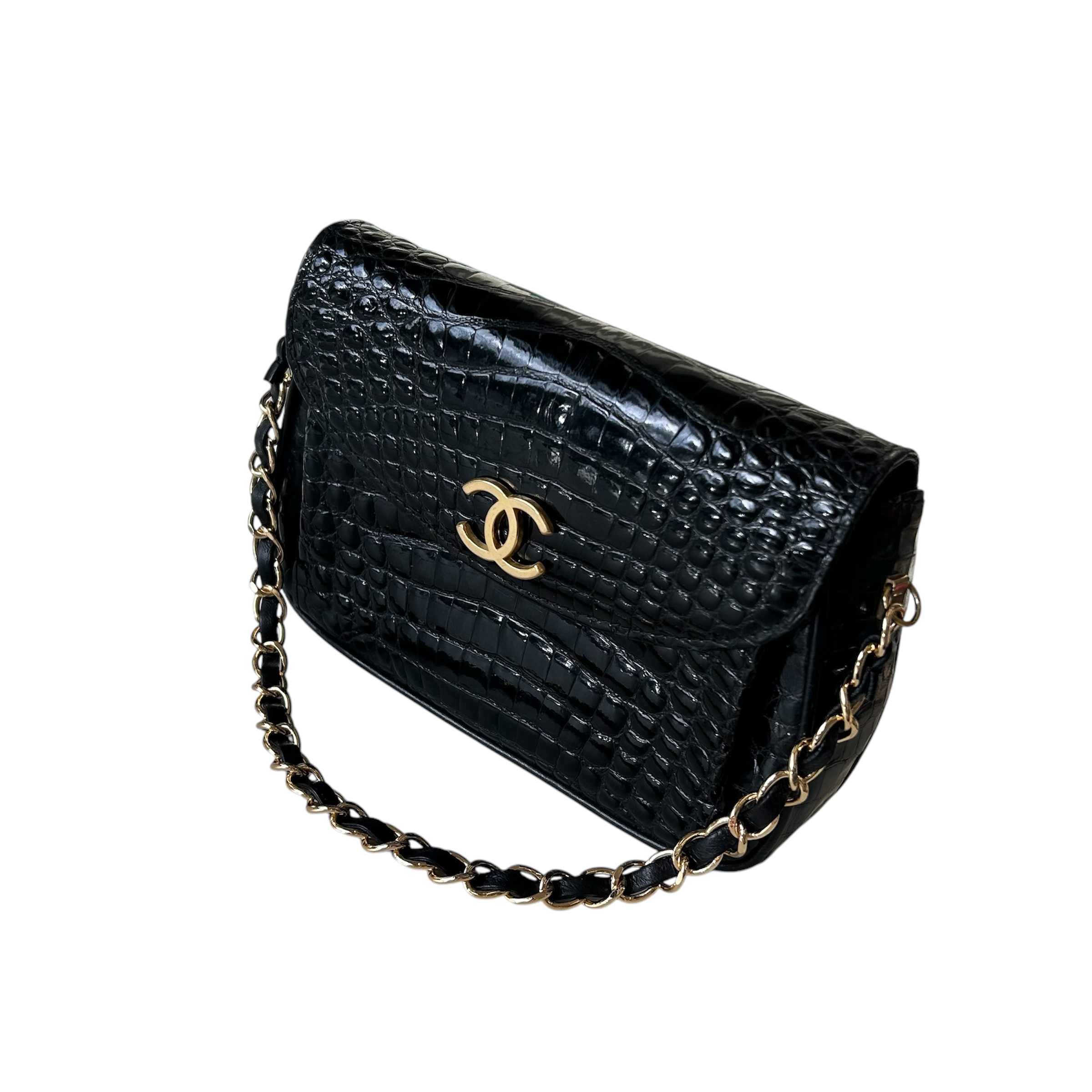 GENUINE vintage crocodile bag X CHANEL hanger CC objet no.45