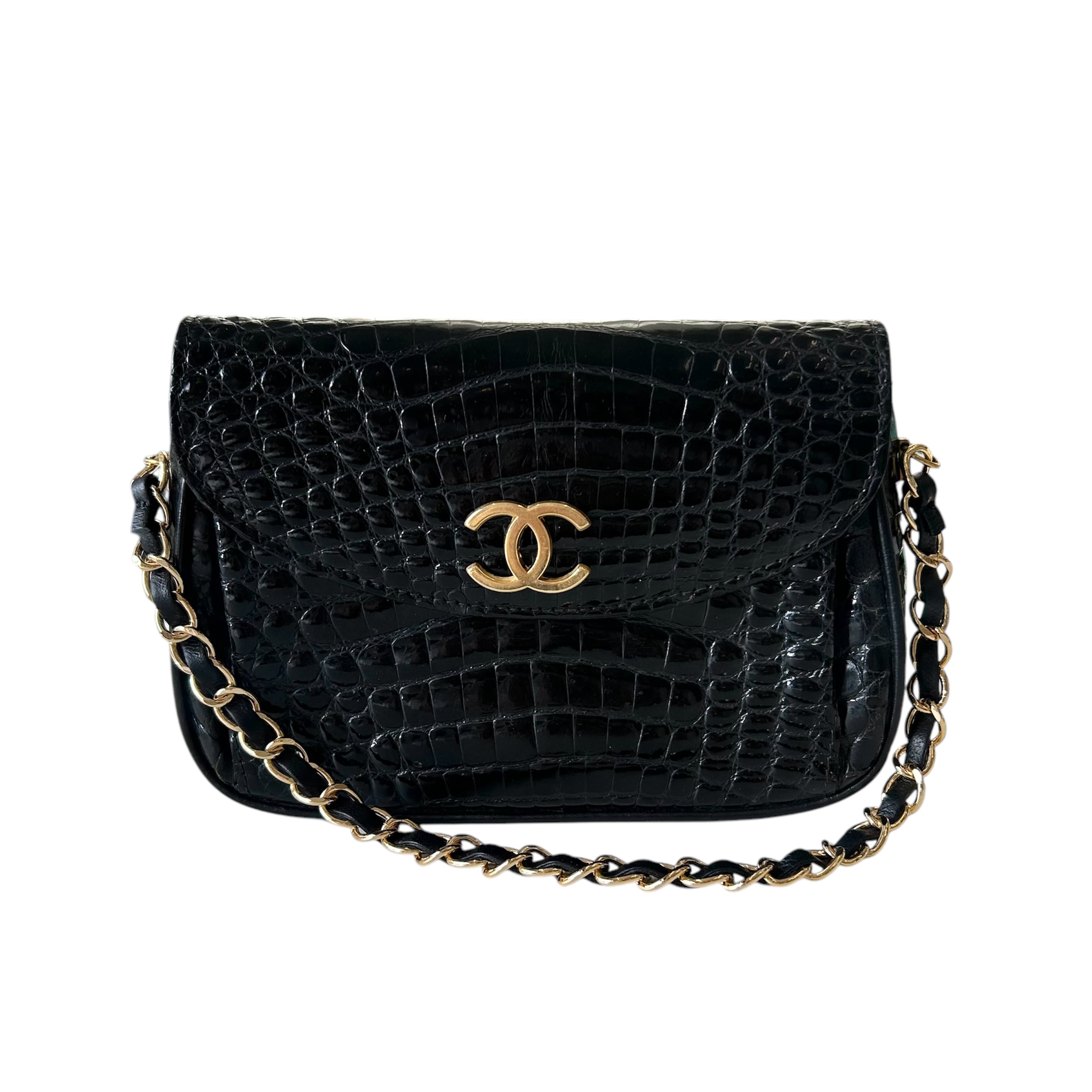 GENUINE vintage crocodile bag X CHANEL hanger CC objet no.45