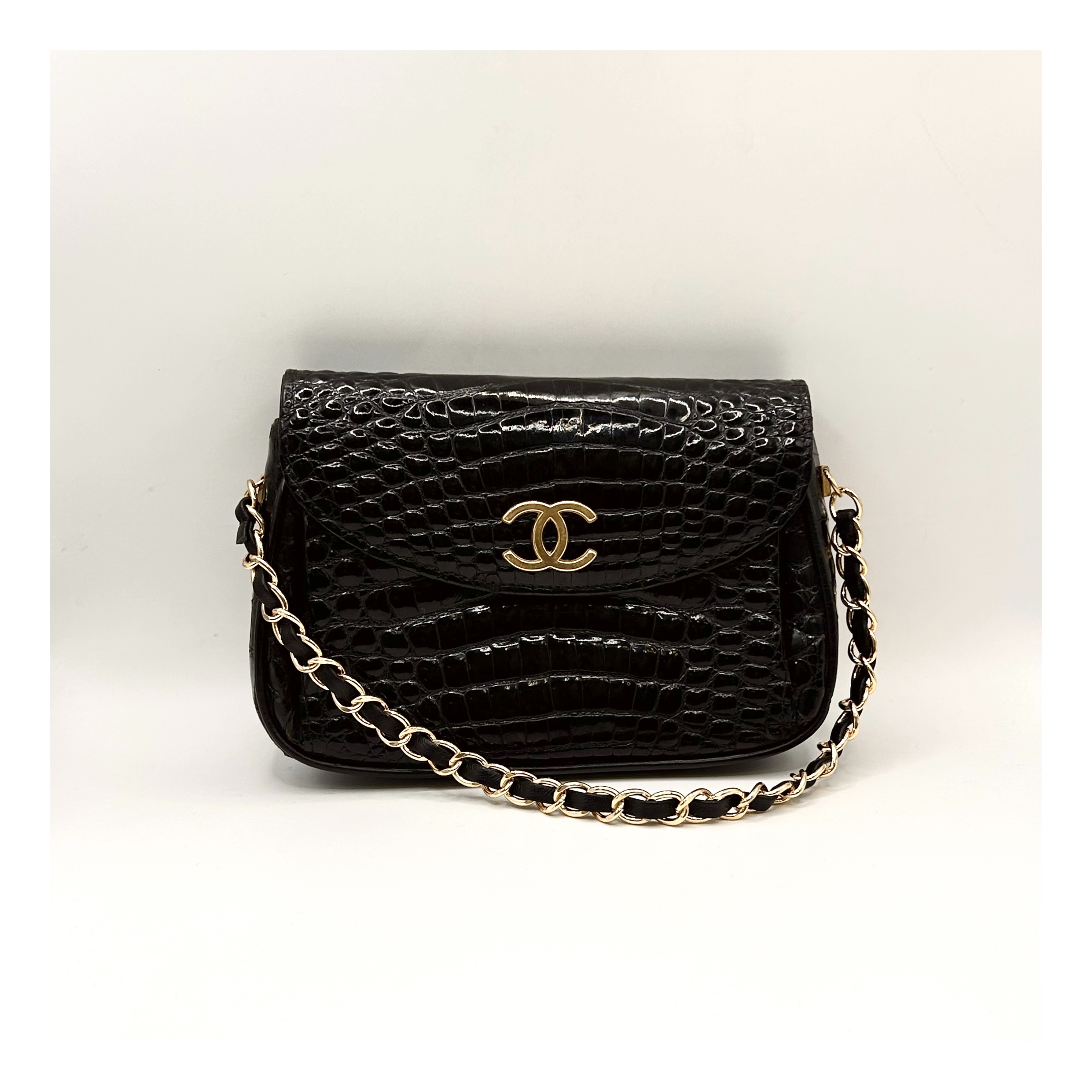 GENUINE vintage crocodile bag X CHANEL hanger CC objet no.45