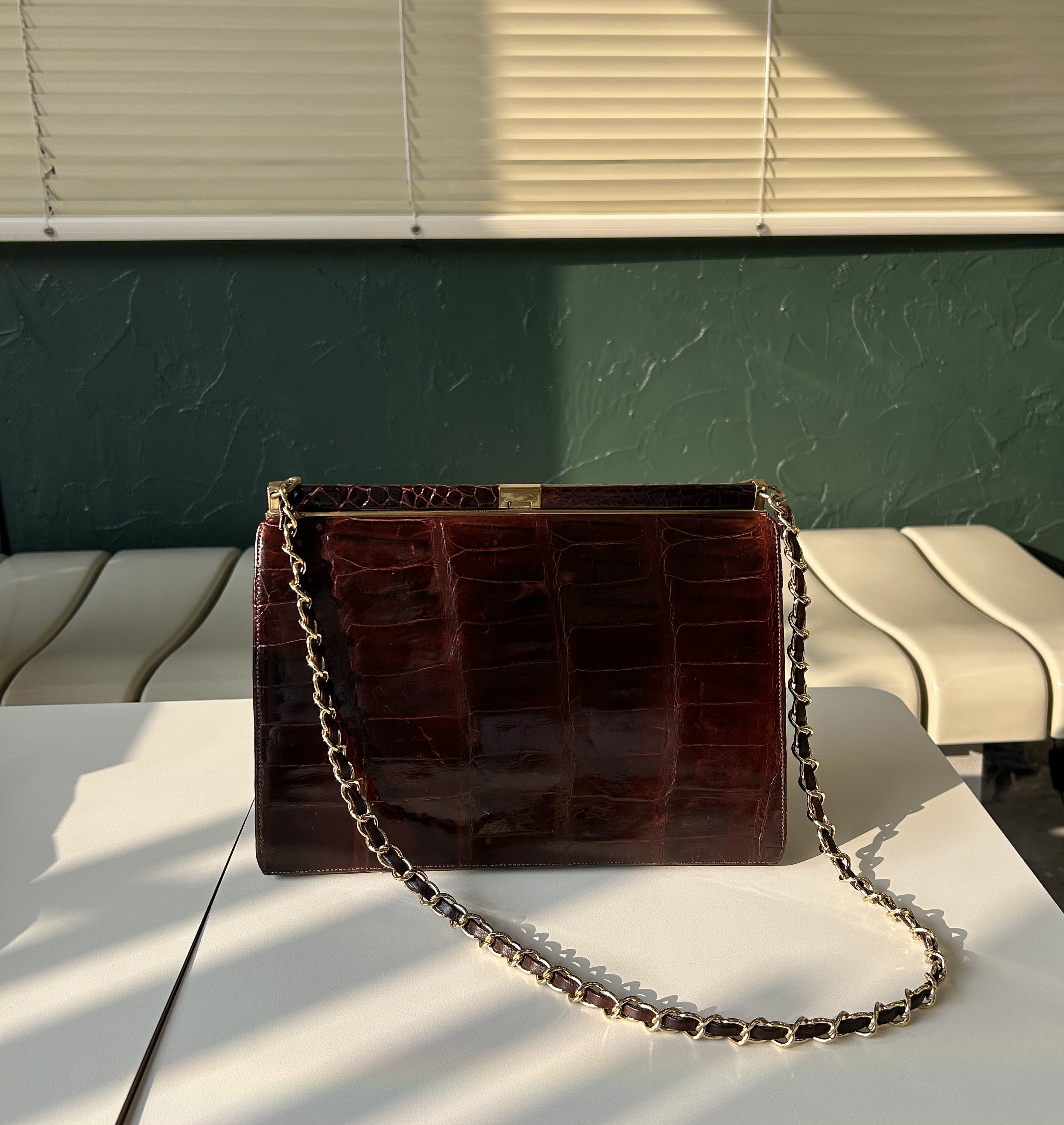 GENUINE vintage crocodile bag X CHANEL hanger CC objet no.46
