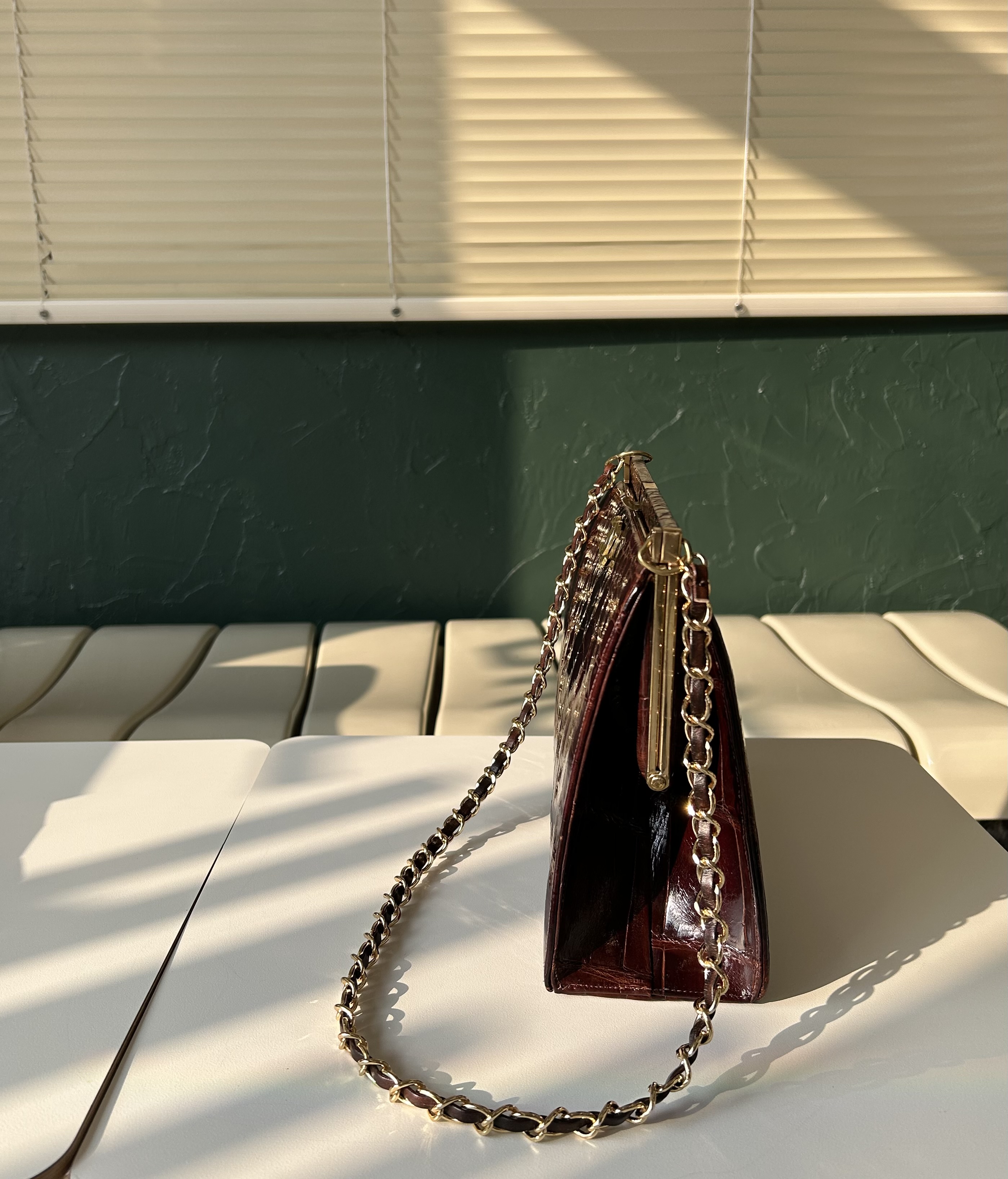 GENUINE vintage crocodile bag X CHANEL hanger CC objet no.46