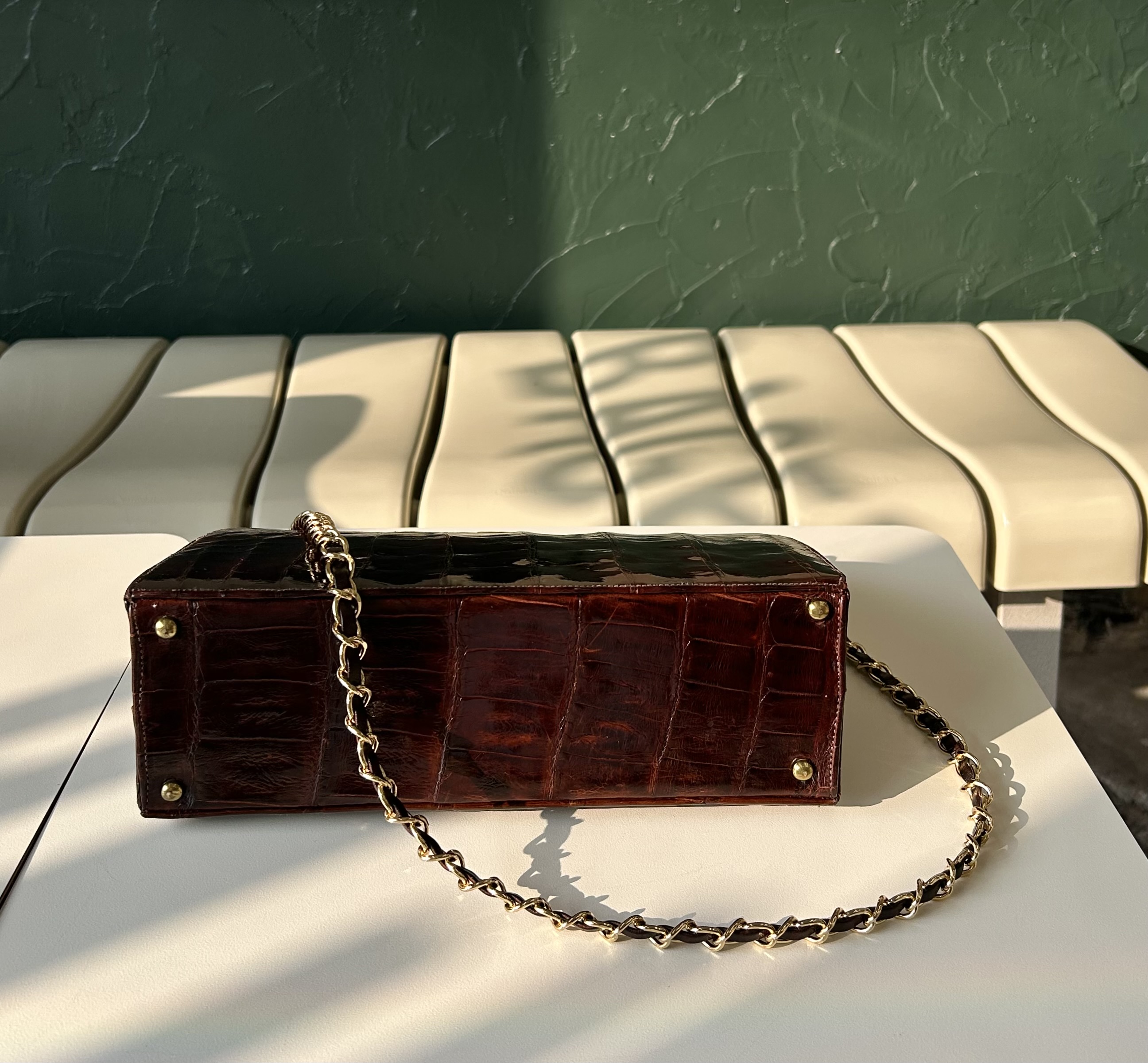 GENUINE vintage crocodile bag X CHANEL hanger CC objet no.46