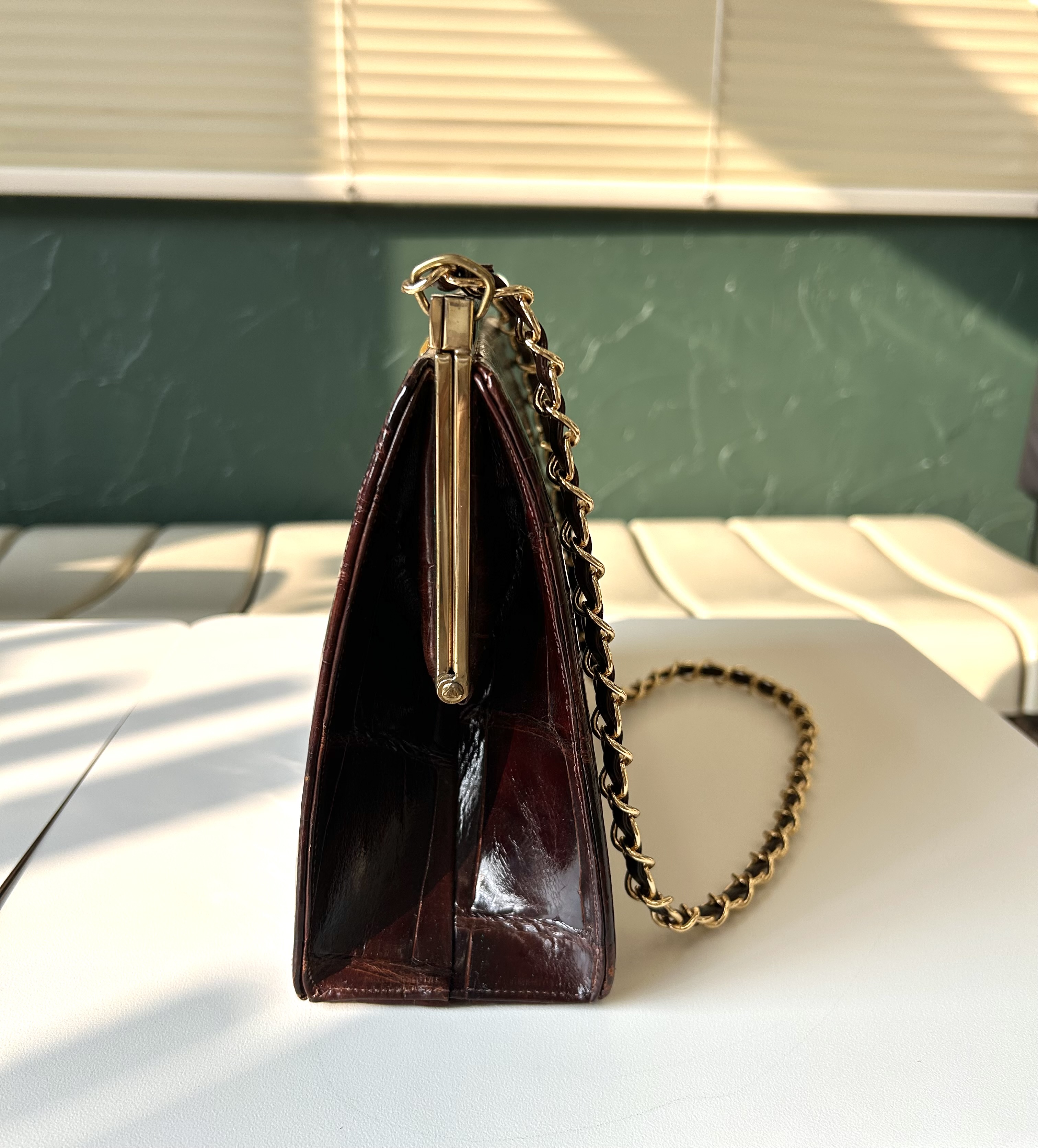 GENUINE vintage crocodile bag X CHANEL hanger CC objet no.46