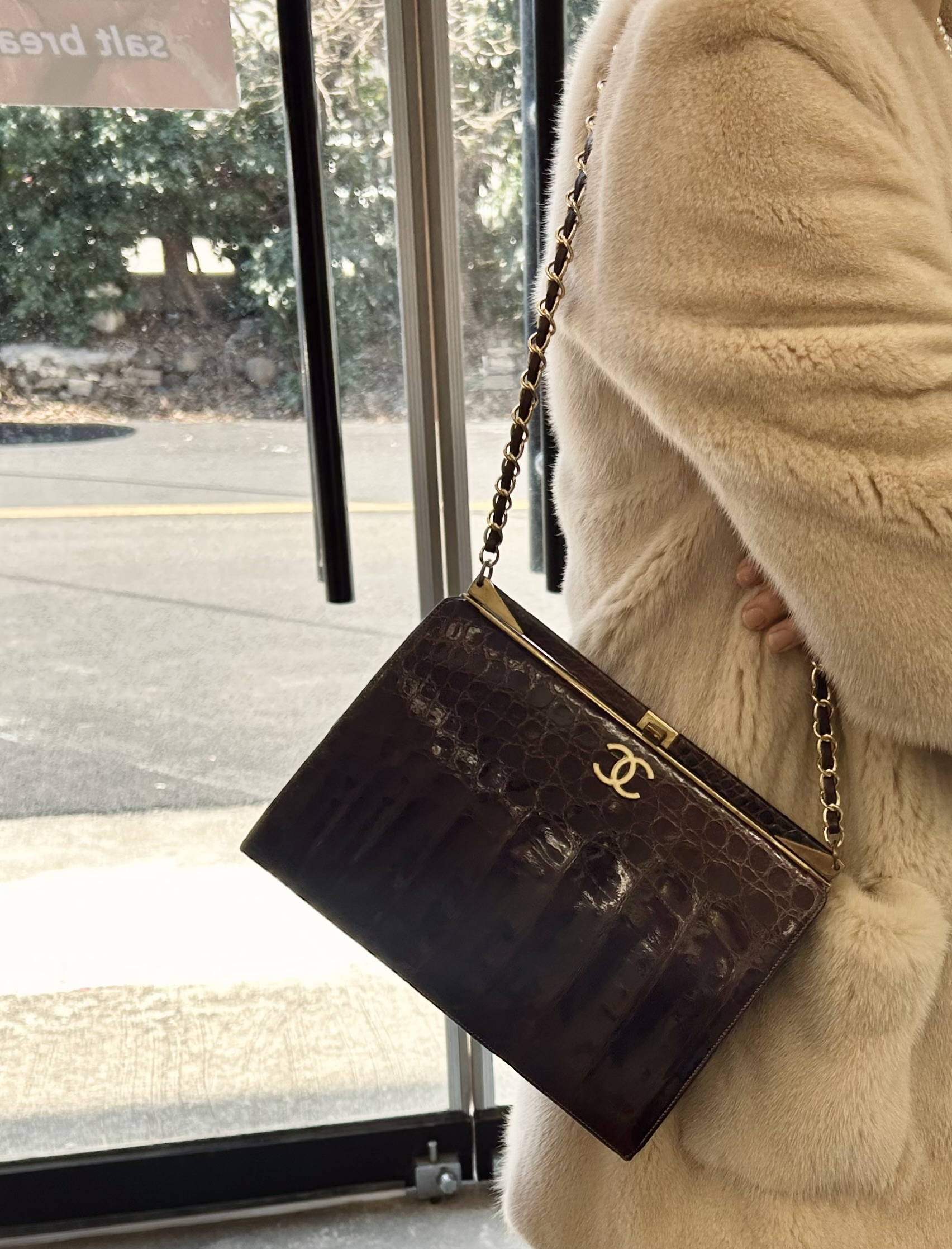 GENUINE vintage crocodile bag X CHANEL hanger CC objet no.46