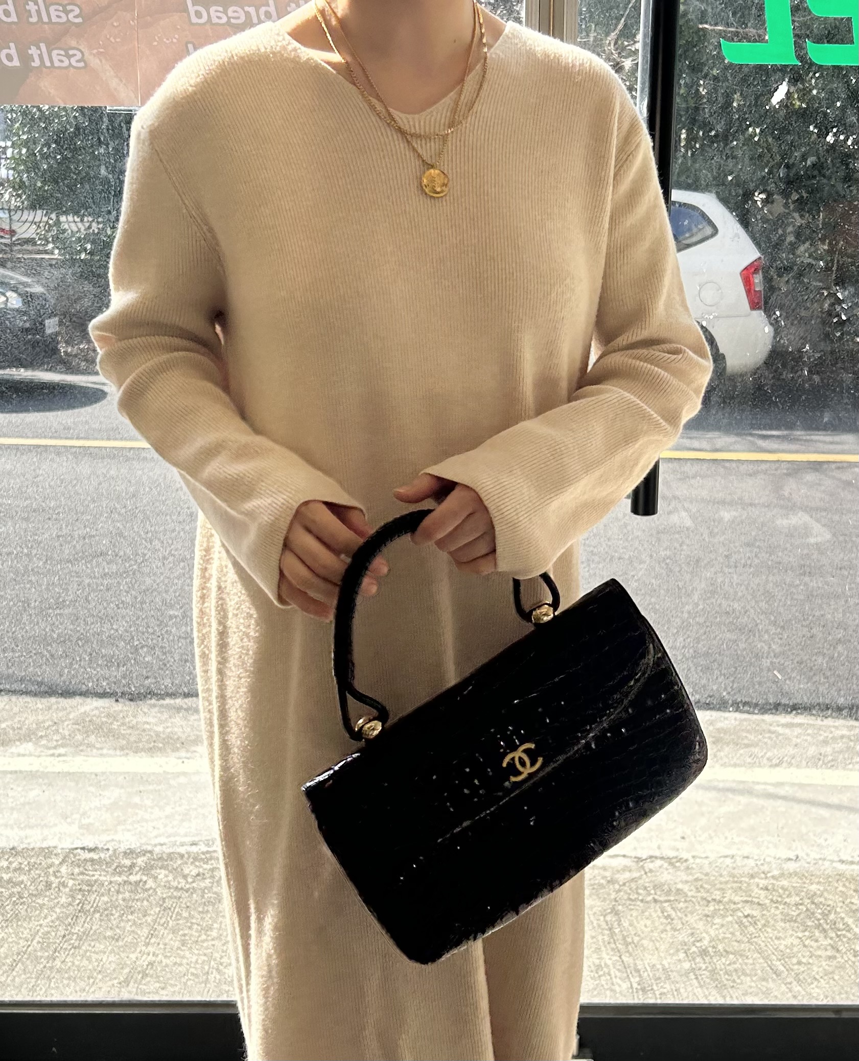 GENUINE vintage crocodile bag X CHANEL hanger CC objet no.47