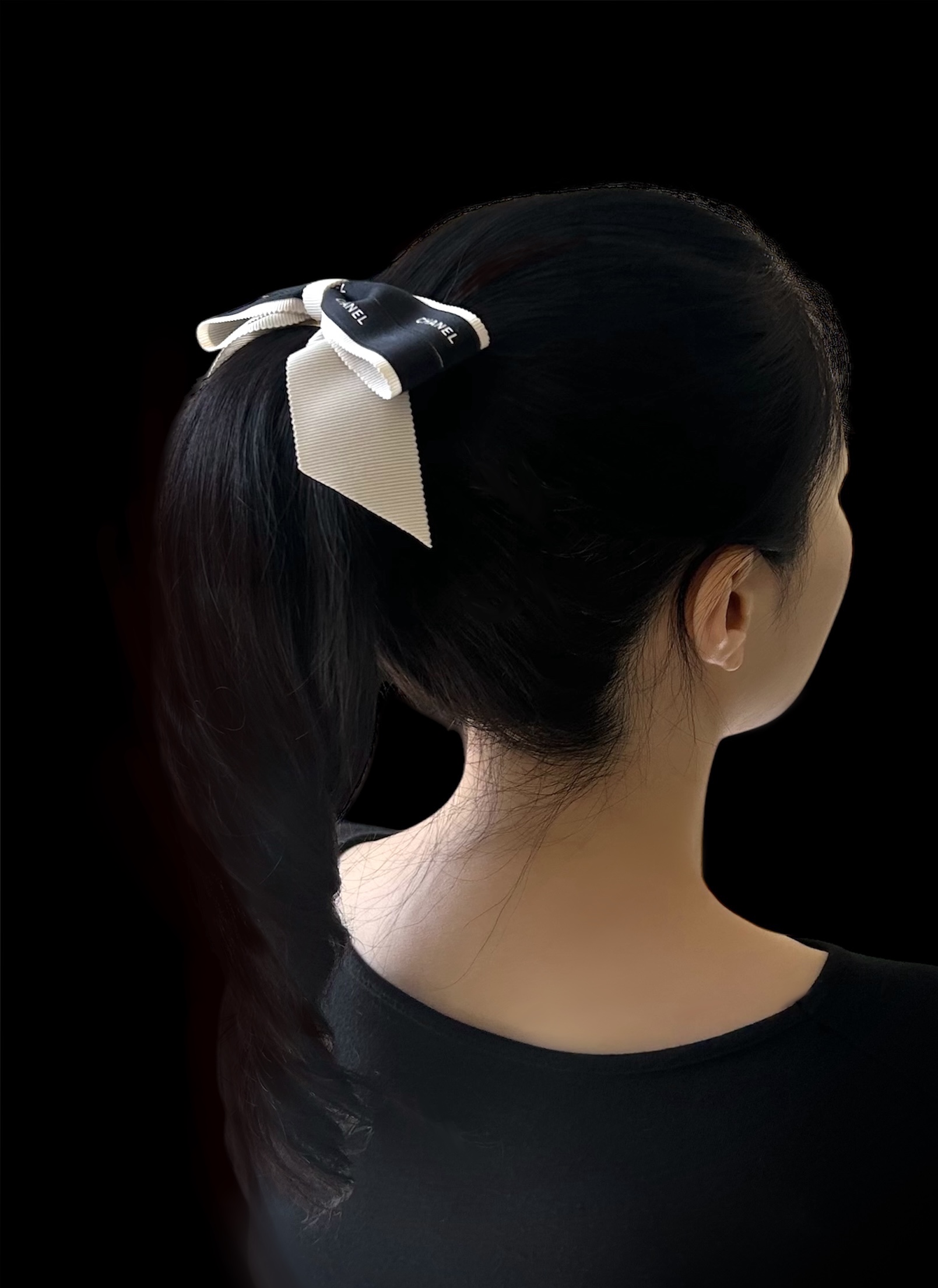 CHANEL cream & black hair barrette no.90