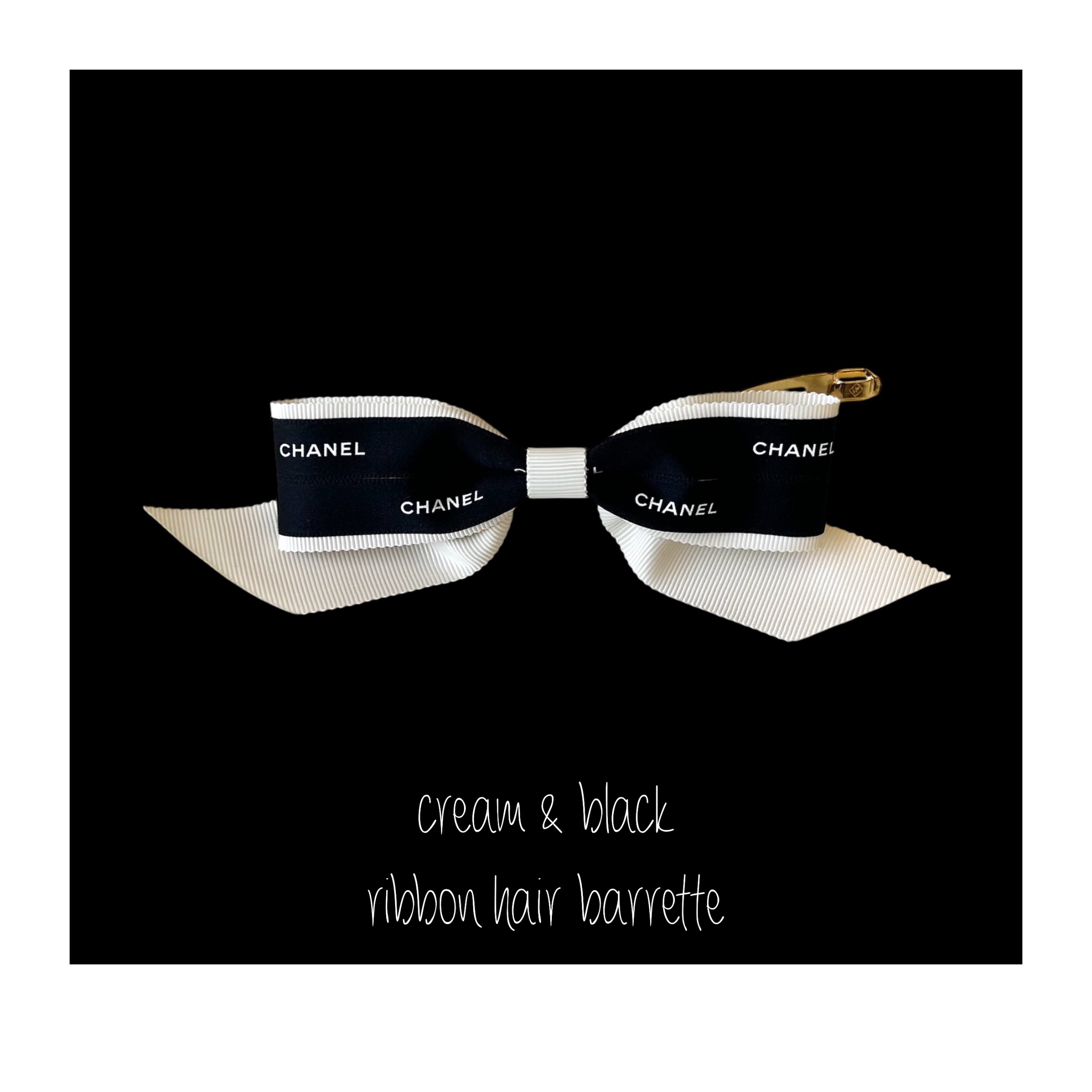 CHANEL cream & black hair barrette no.90