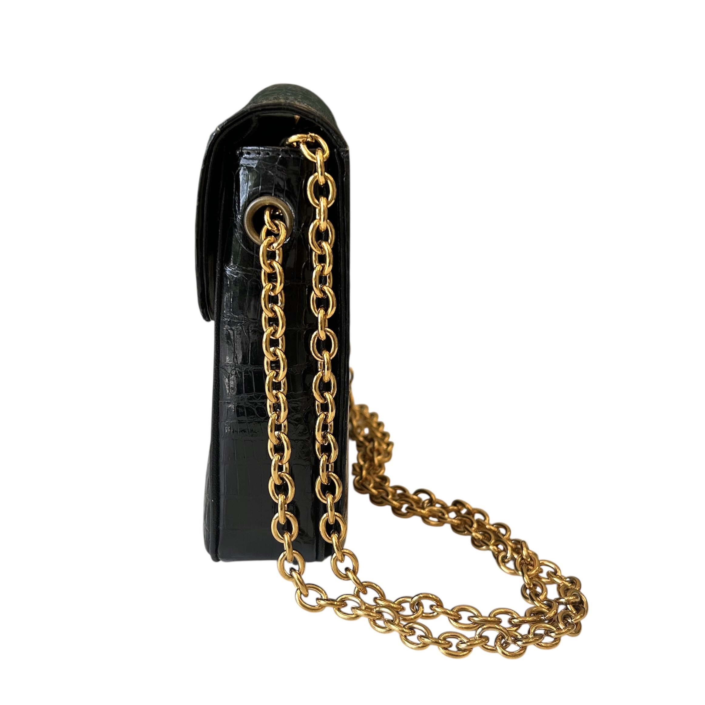 GENUINE vintage crocodile bag X CHANEL hanger CC objet no.49