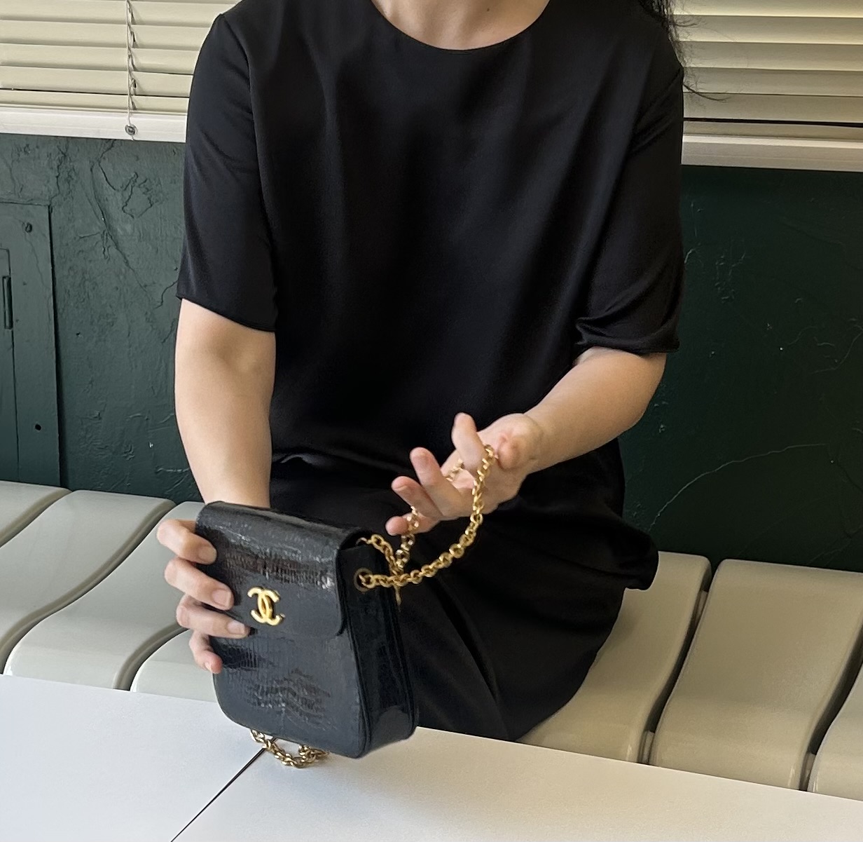 GENUINE vintage crocodile bag X CHANEL hanger CC objet no.49