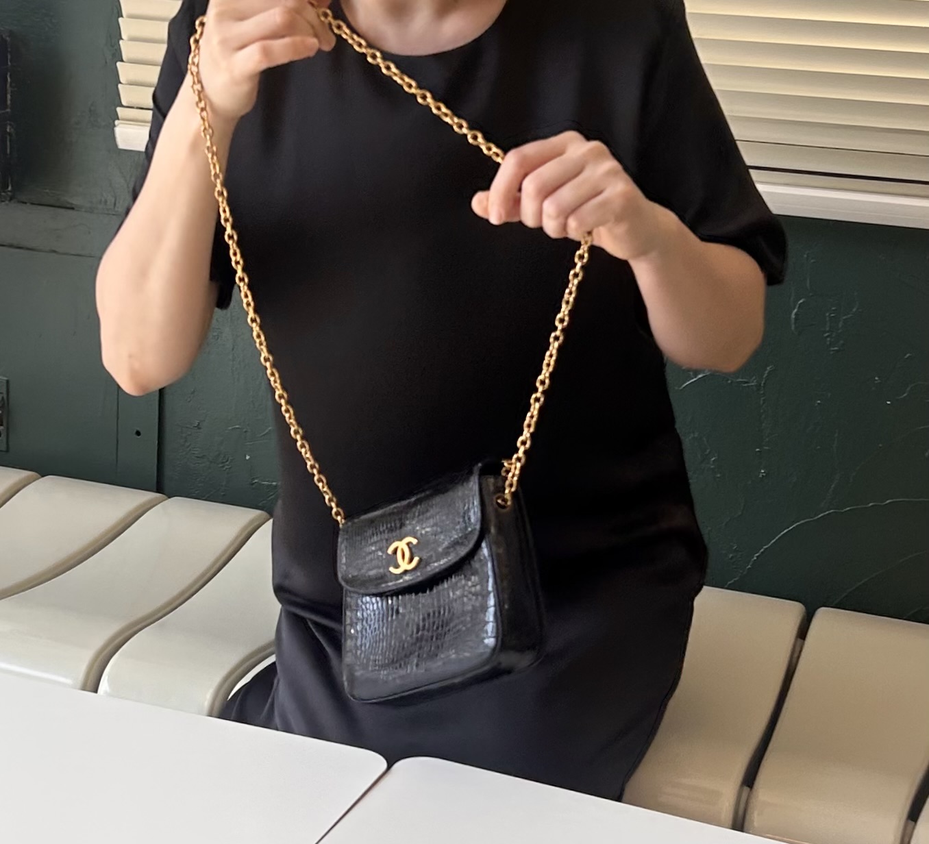 GENUINE vintage crocodile bag X CHANEL hanger CC objet no.49