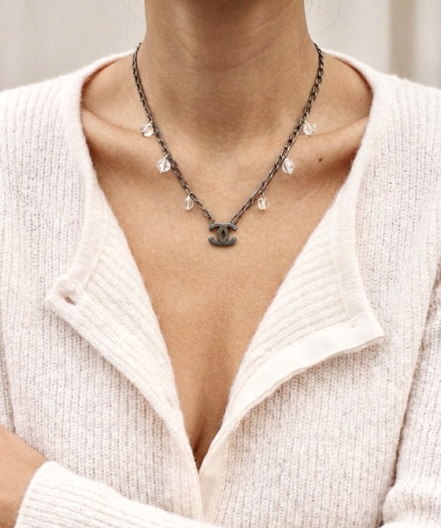 CHANEL antique CC crystal necklace