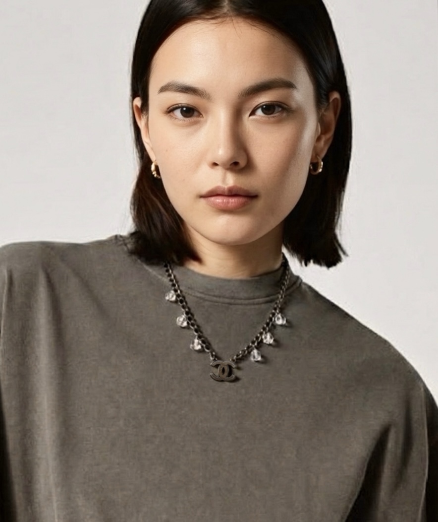 CHANEL antique CC crystal necklace