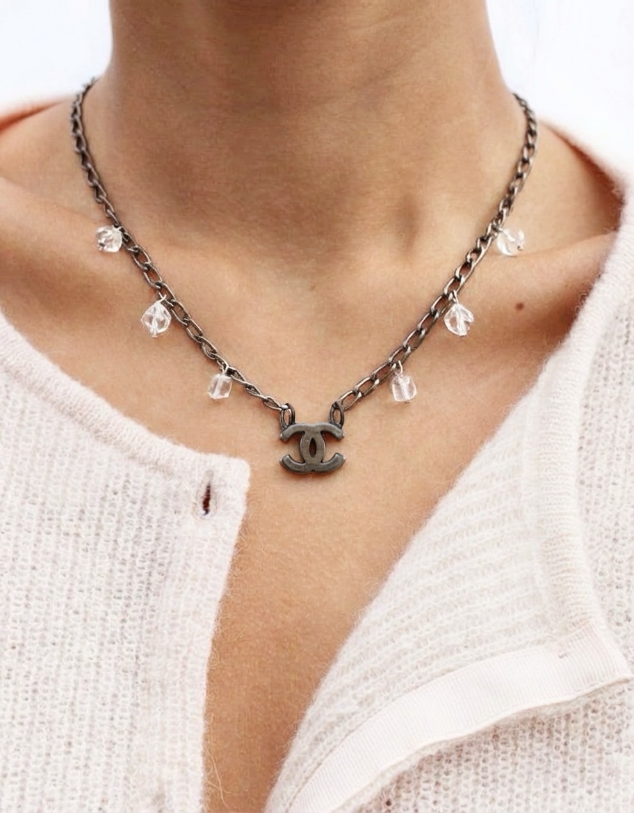 CHANEL antique CC crystal necklace
