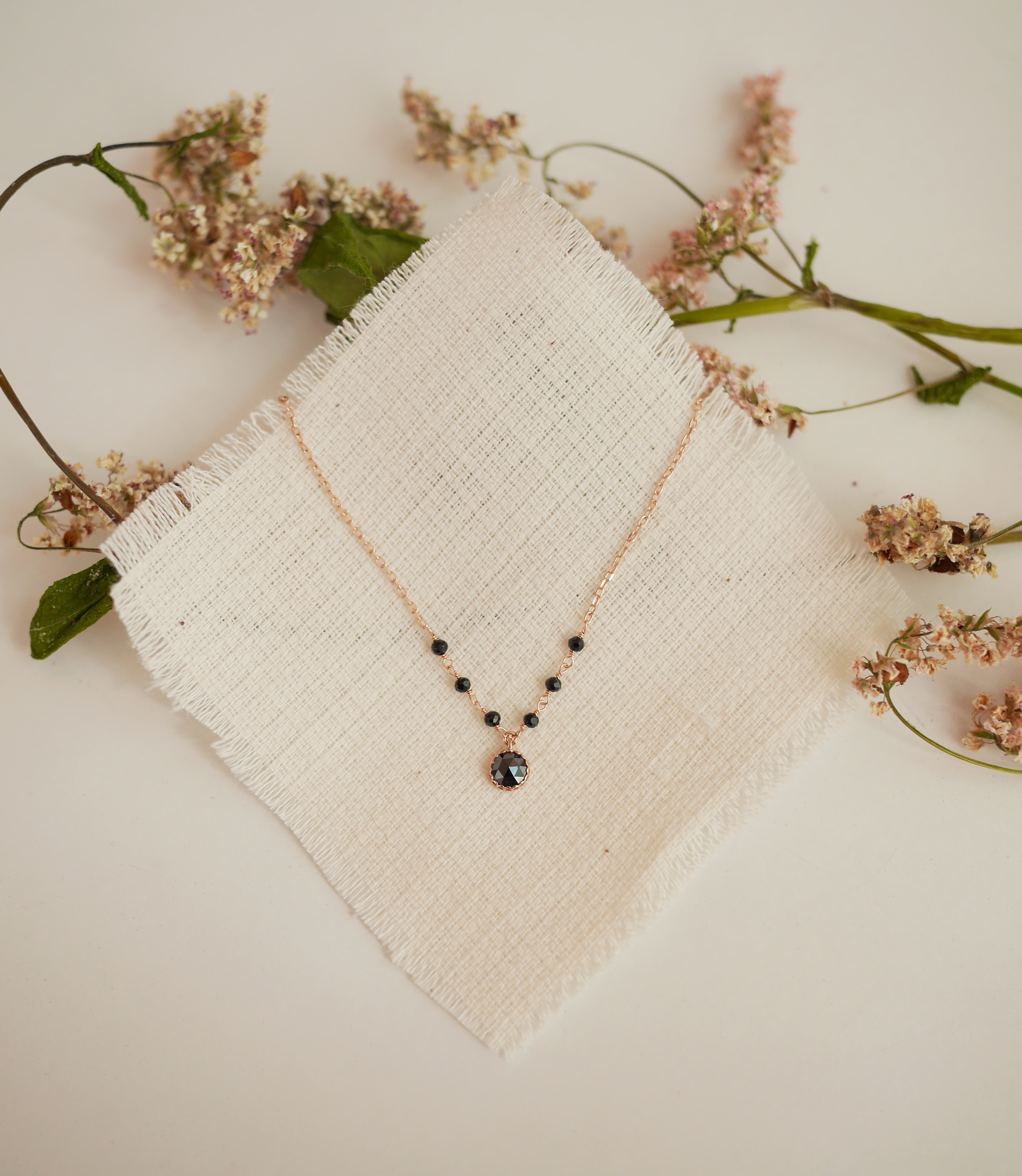 black diamond & spinel necklace