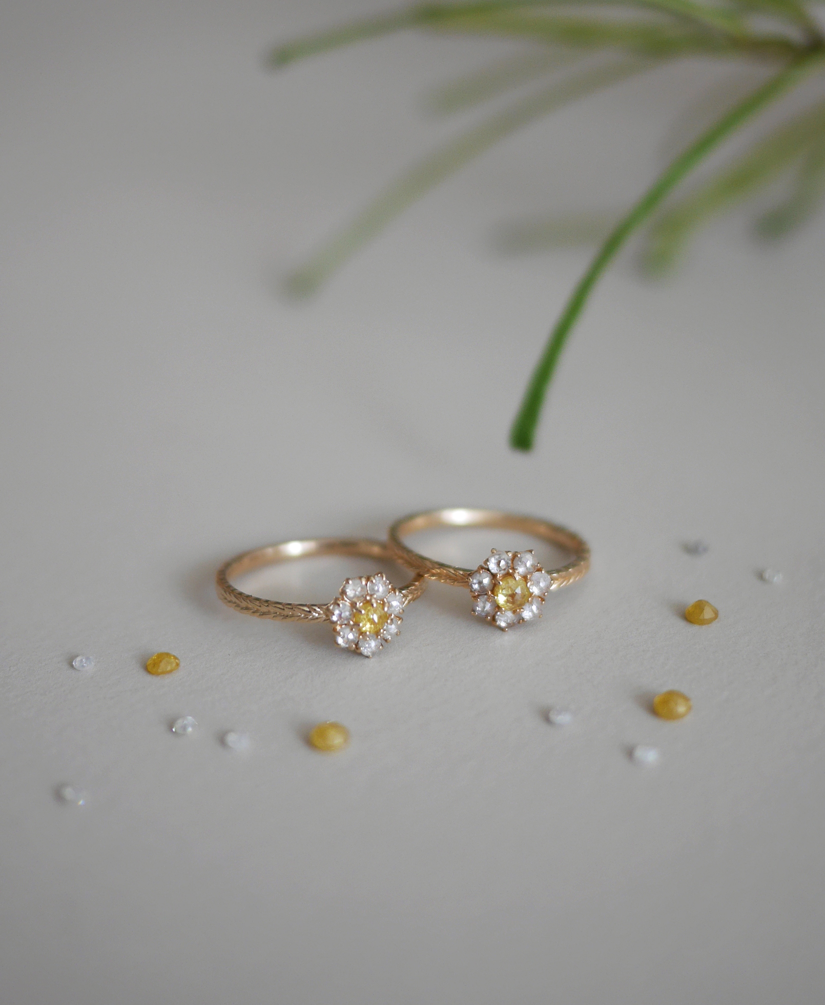 daisy herringbone ring