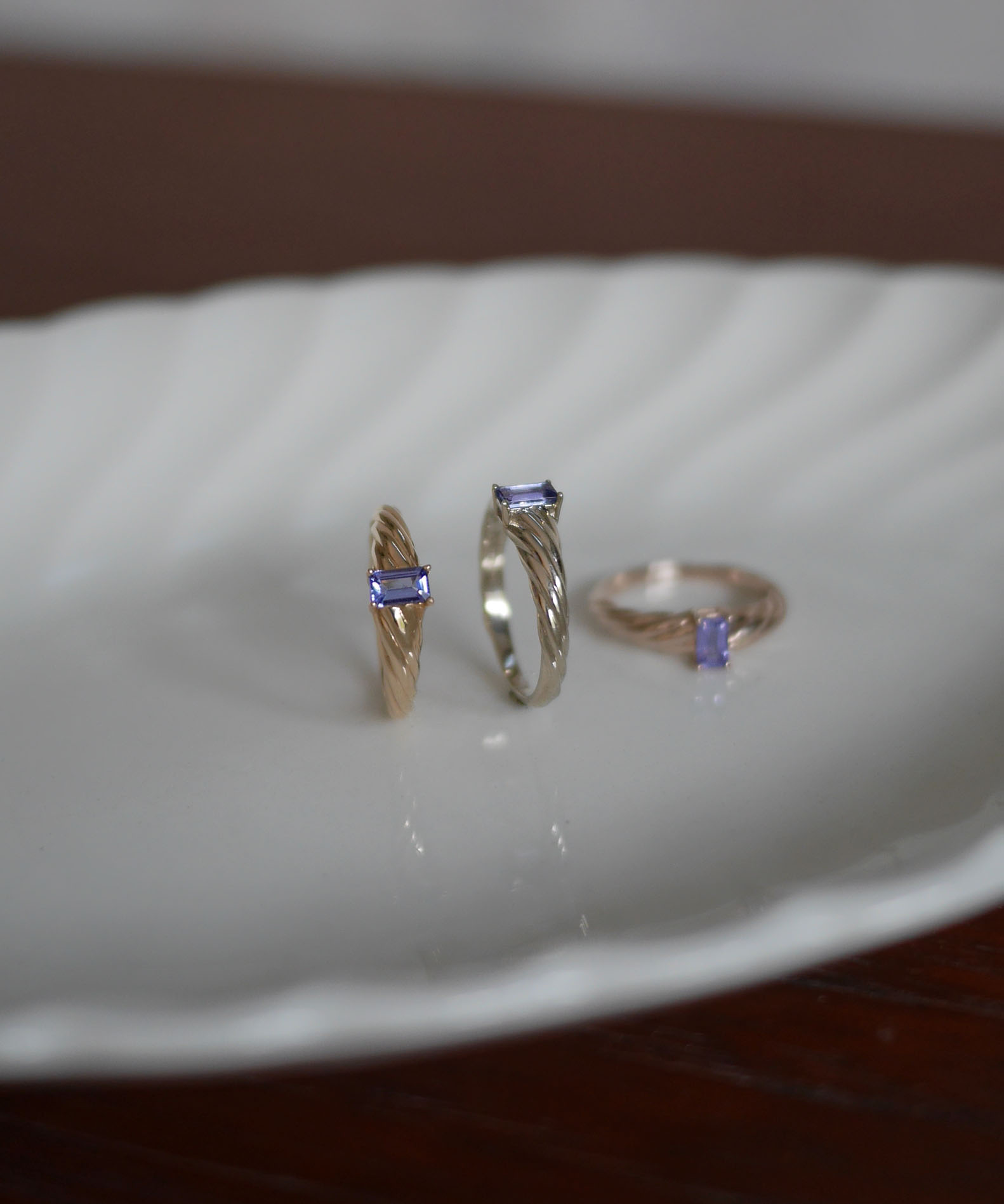 croissant ring with tanzanite