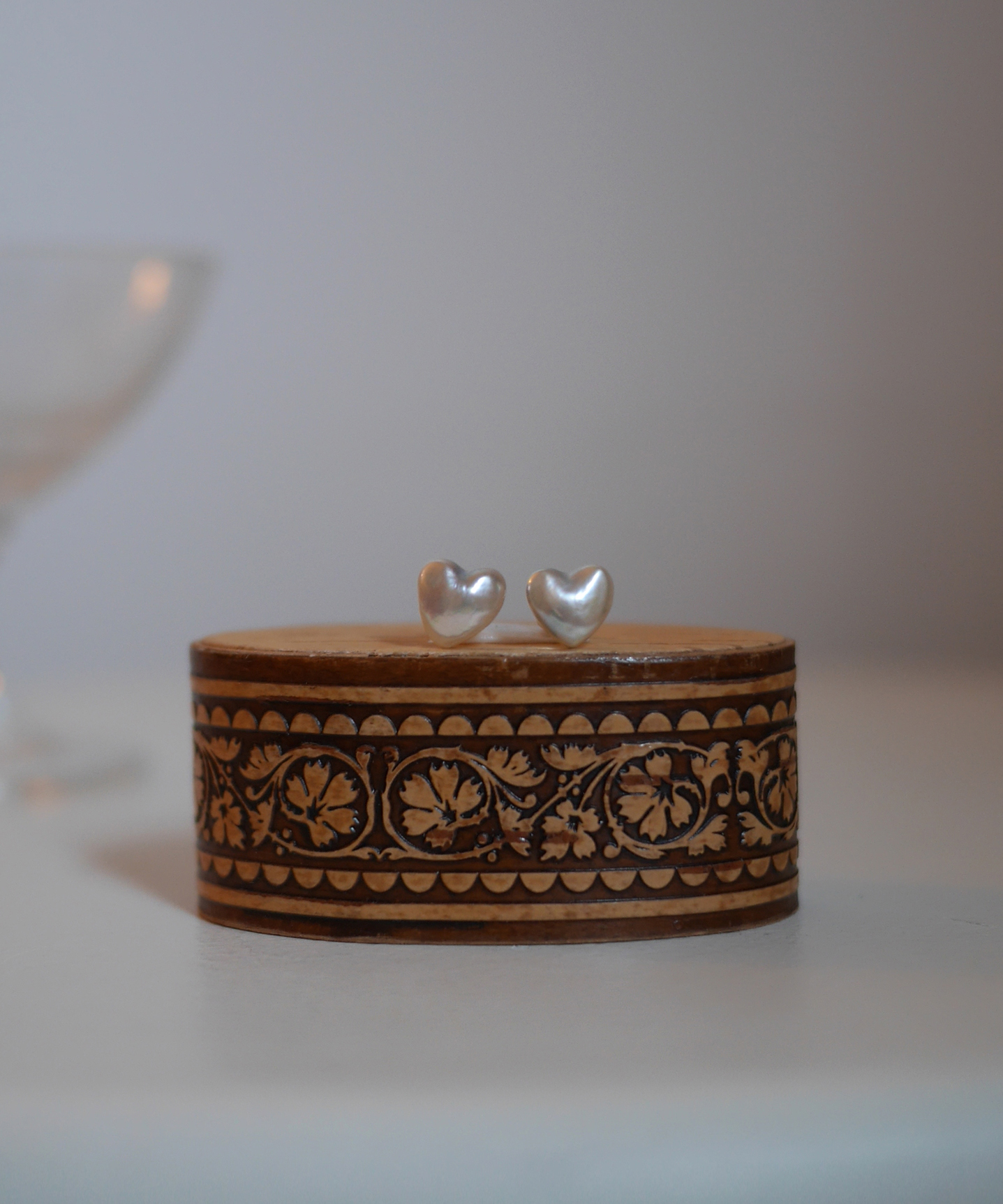 heart akoya earrings