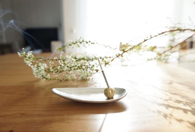 노사쿠 대나무 잎  인센스홀더 세트(주석& 황동) /  Nousaku Bamboo Leaf Incense Holder( Tin& Brass)