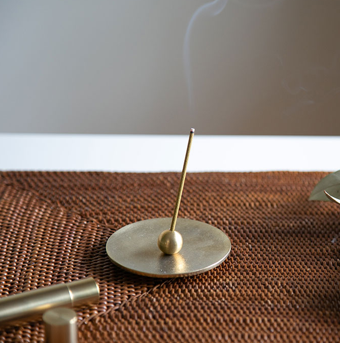 노사쿠 라운드 인센스 홀더 세트 (주석&황동) / Nousaku Round Incense Holder Set (Tin & Brass)