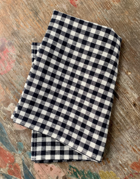 포그린넨 린넨 키친 클로스 네이비 화이트 체크Linen Kitchen Cloth Navy White Check