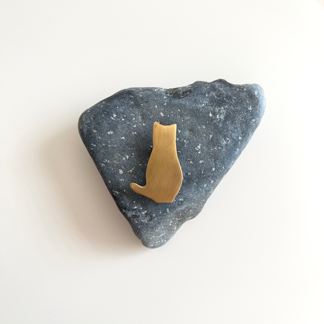 포그린넨 브라스 브로치 고양이 고반 Brass Brooch Cats Goban