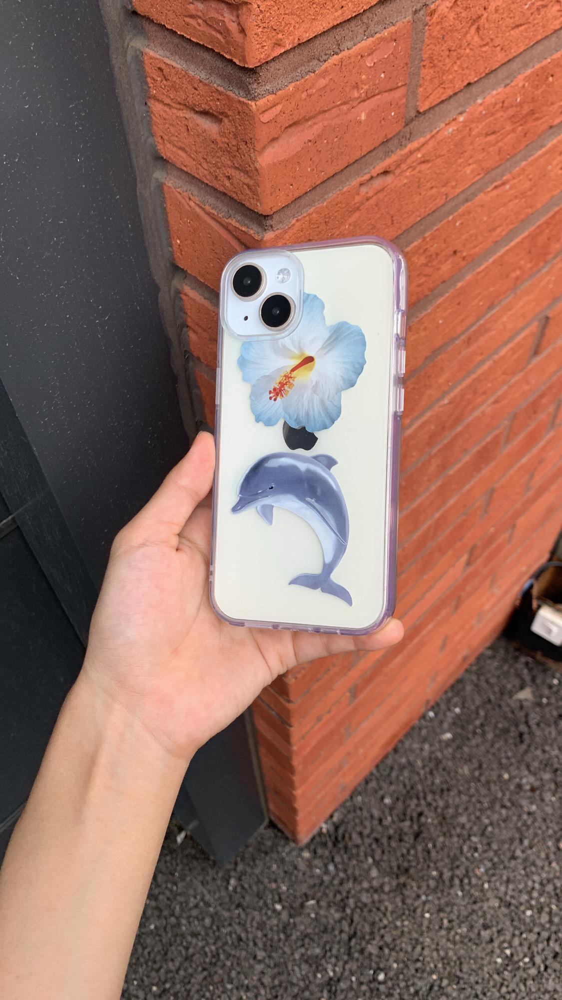 Flower dolphin gel hard case