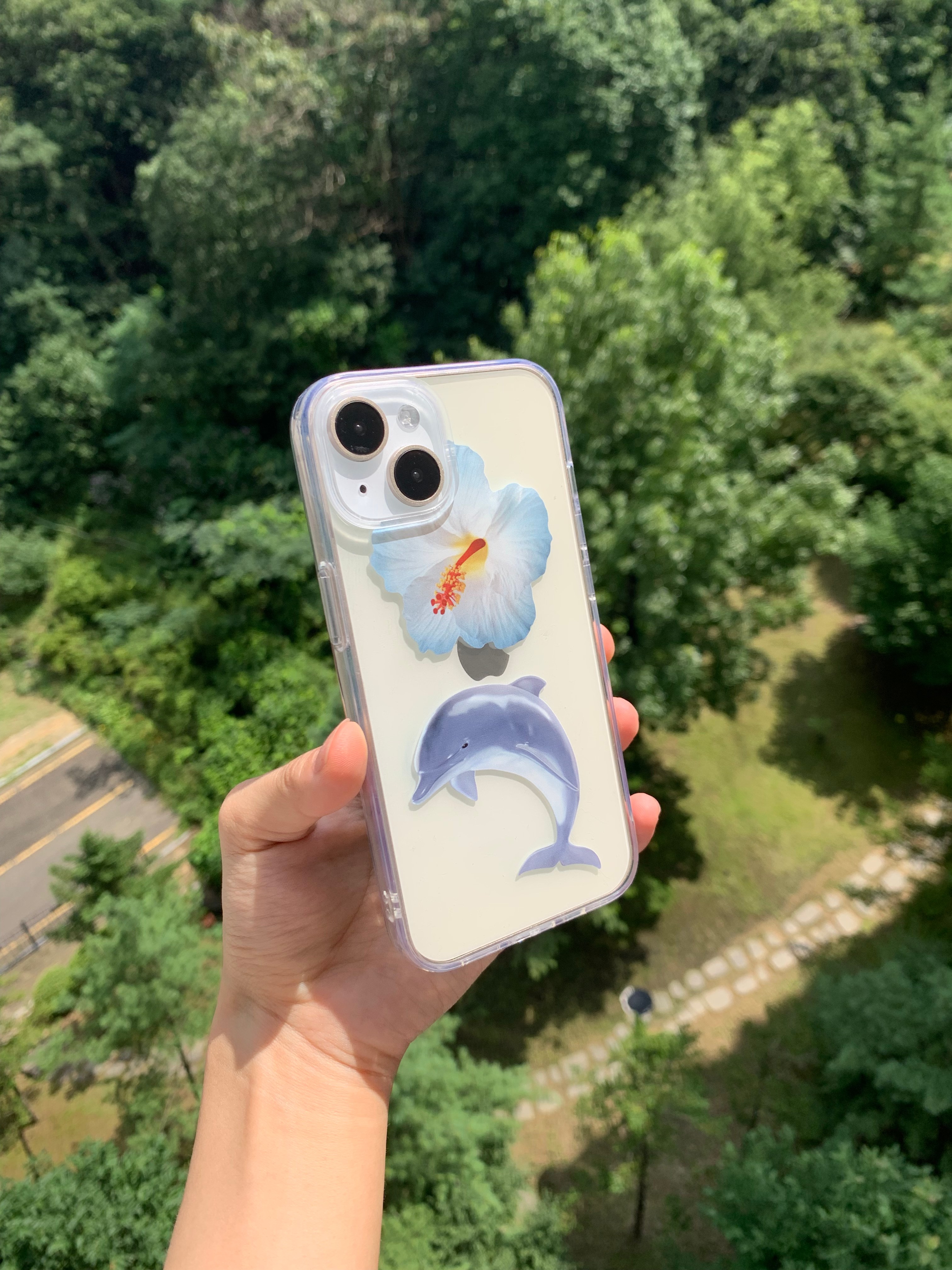 Flower dolphin gel hard case