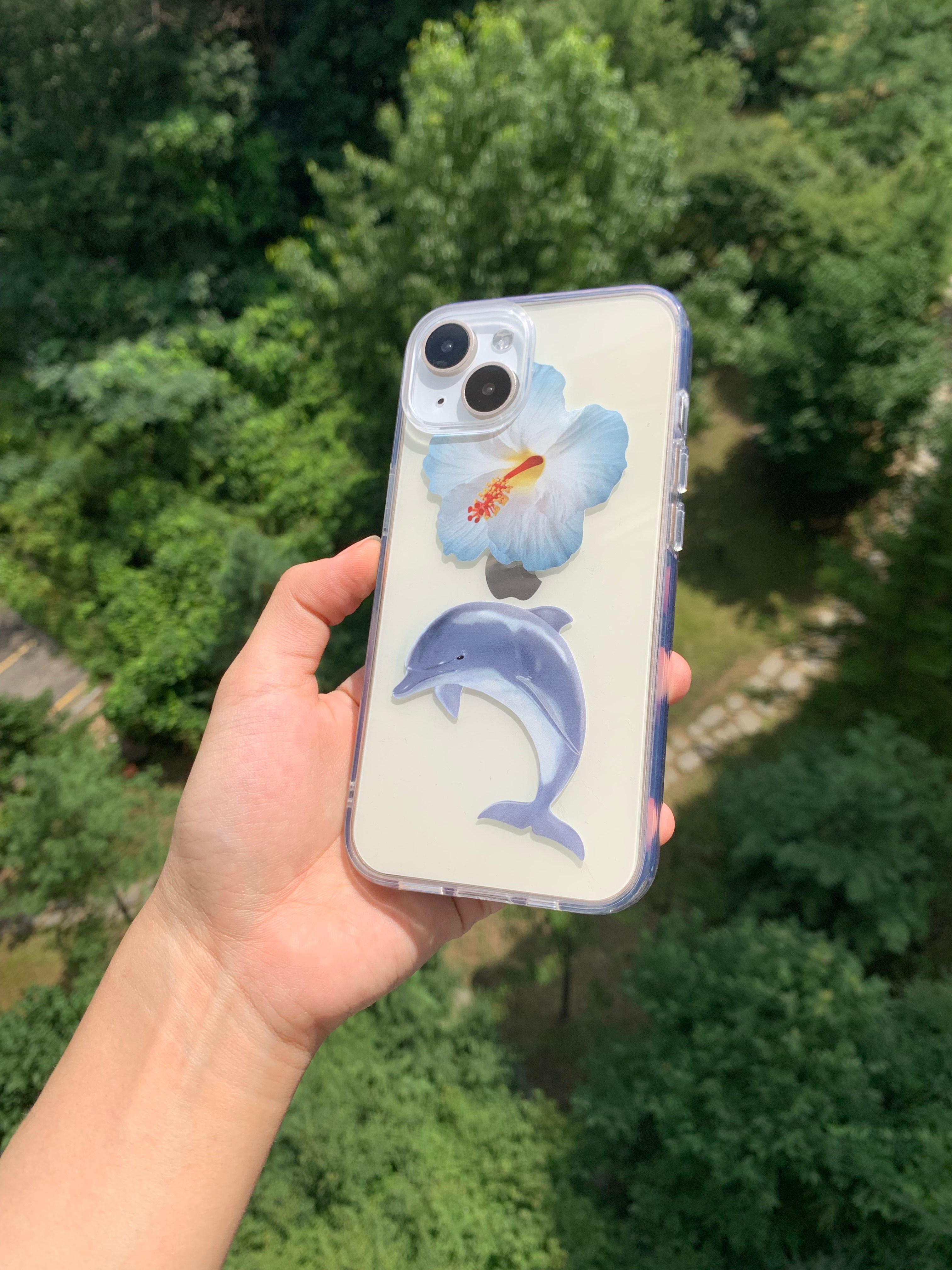 Flower dolphin gel hard case