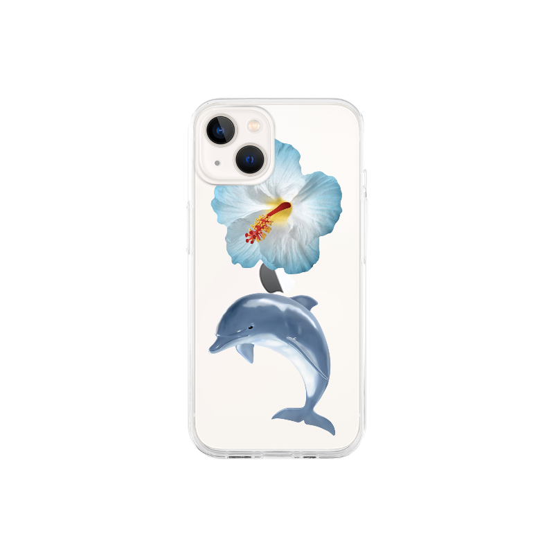 Flower dolphin gel hard case