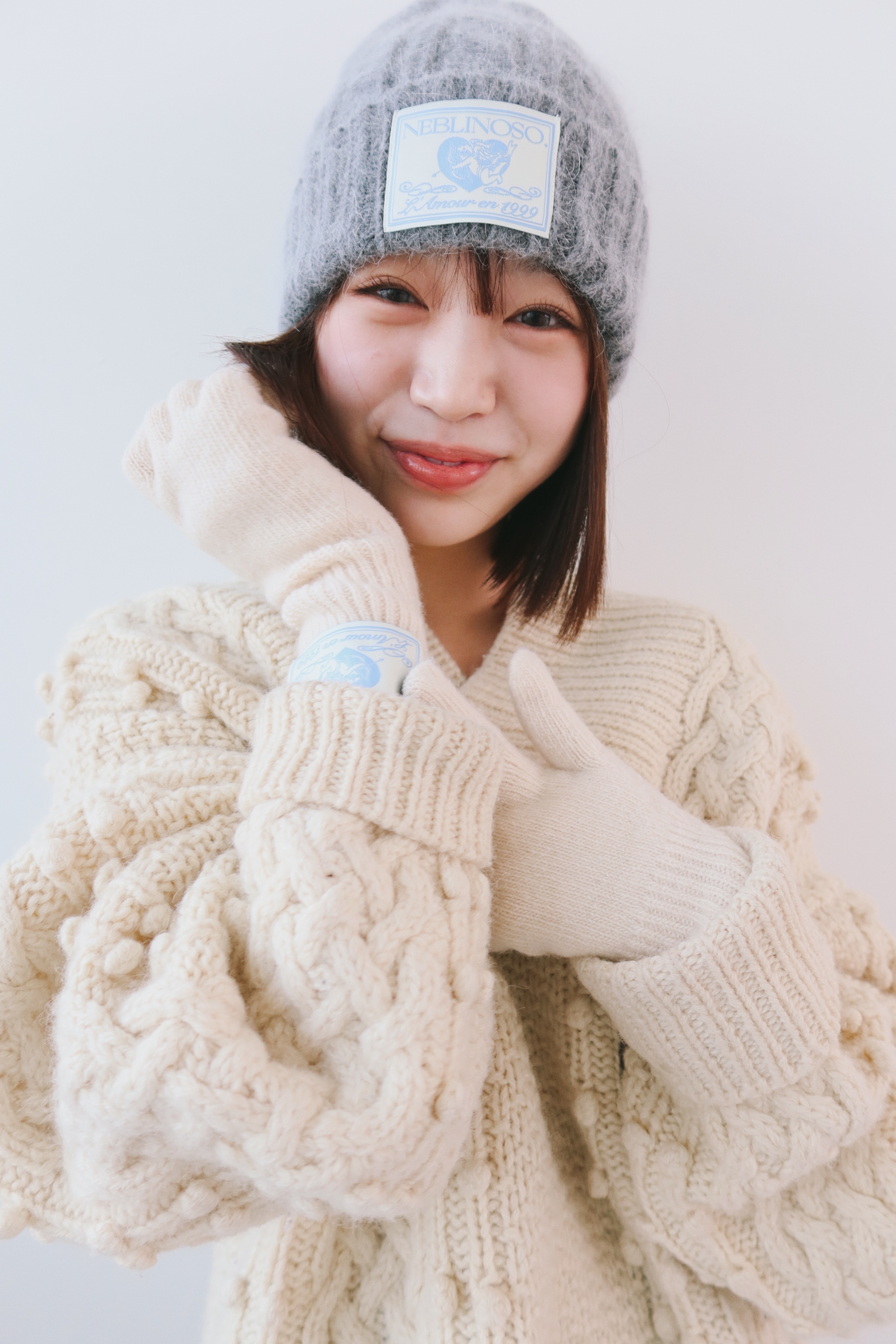 Angel twist angora beanie [grey]