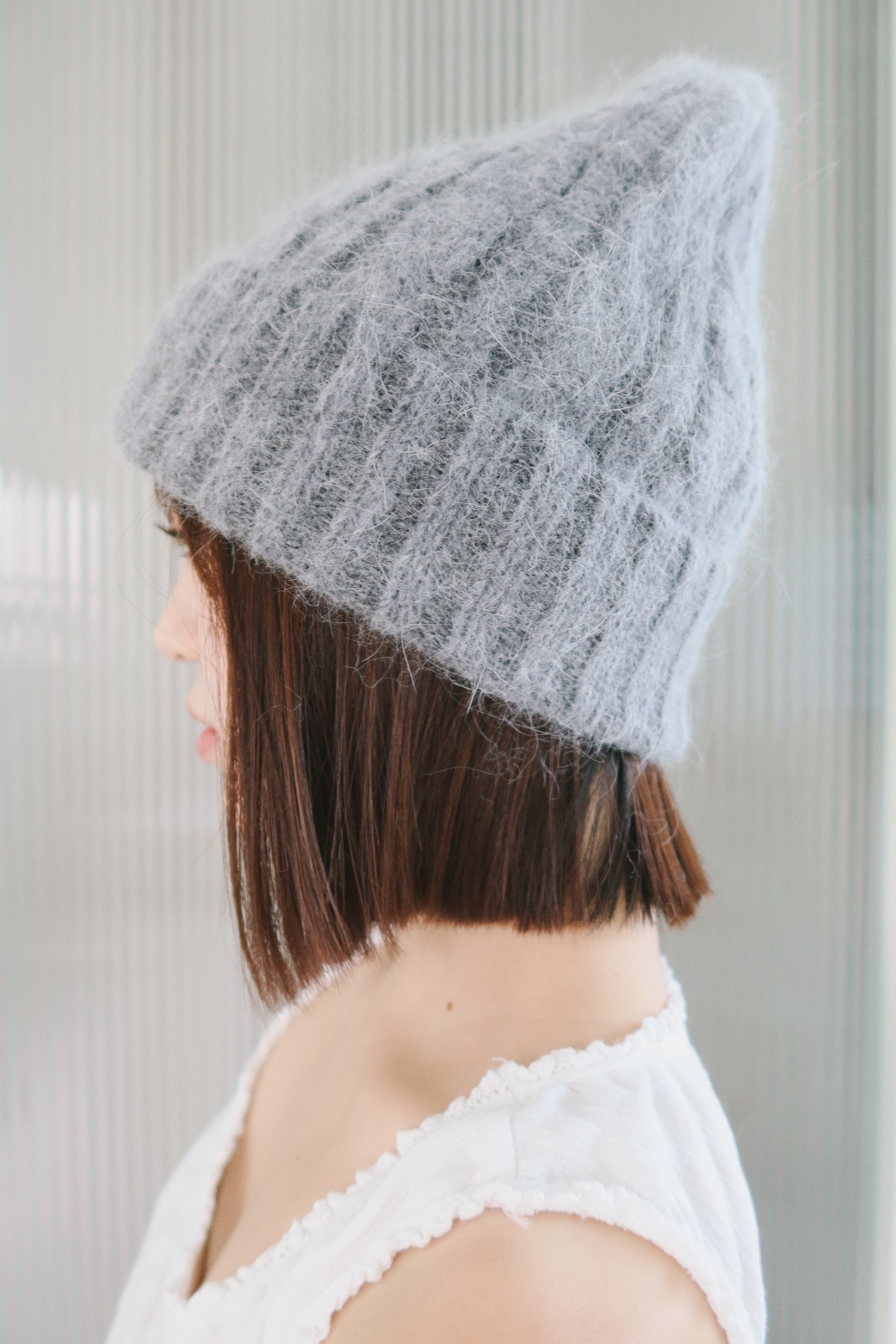 Angel twist angora beanie [grey]