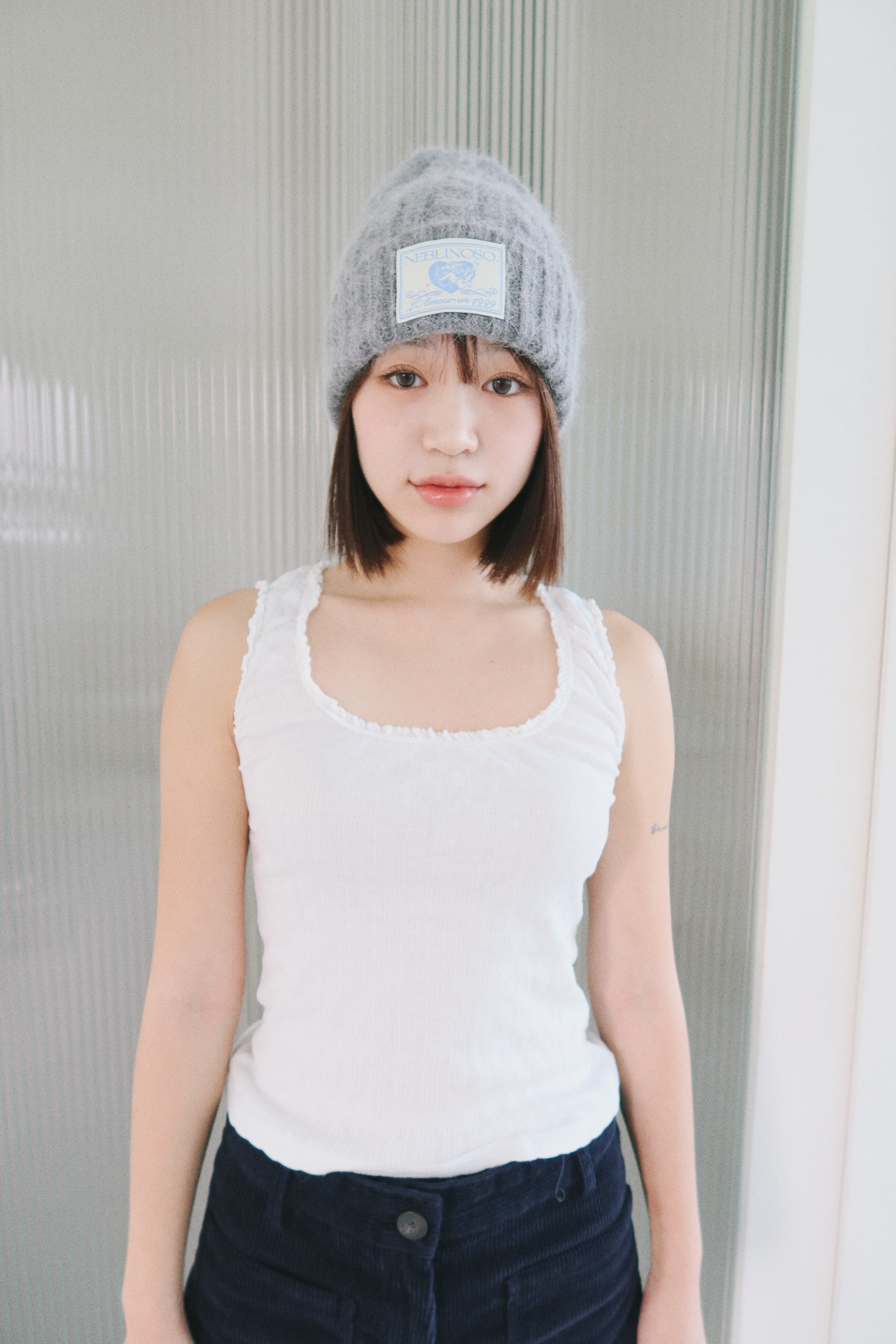 Angel twist angora beanie [grey]