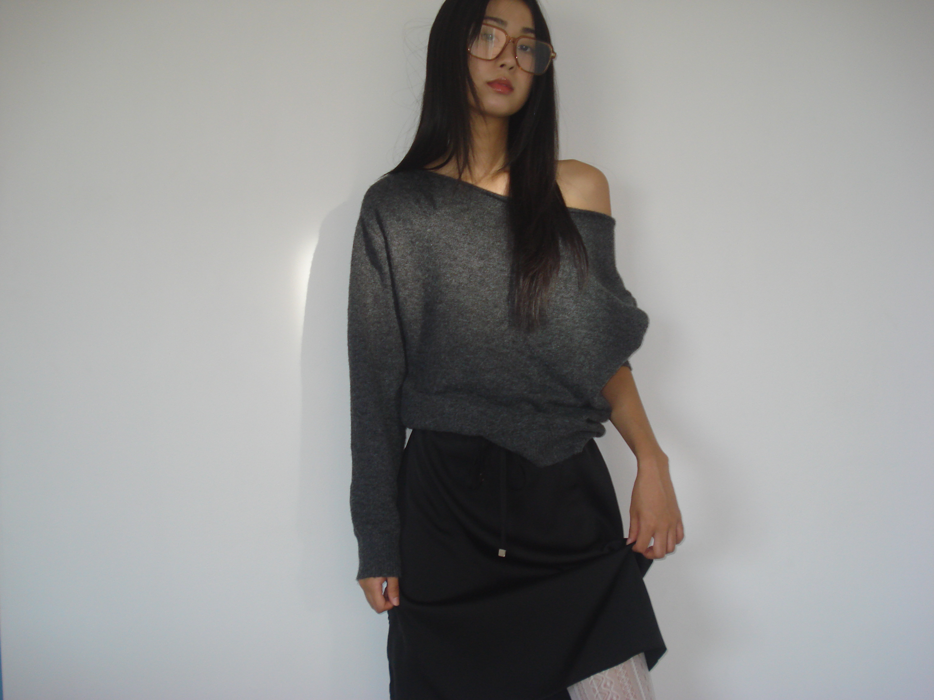Silky satin midi skirt