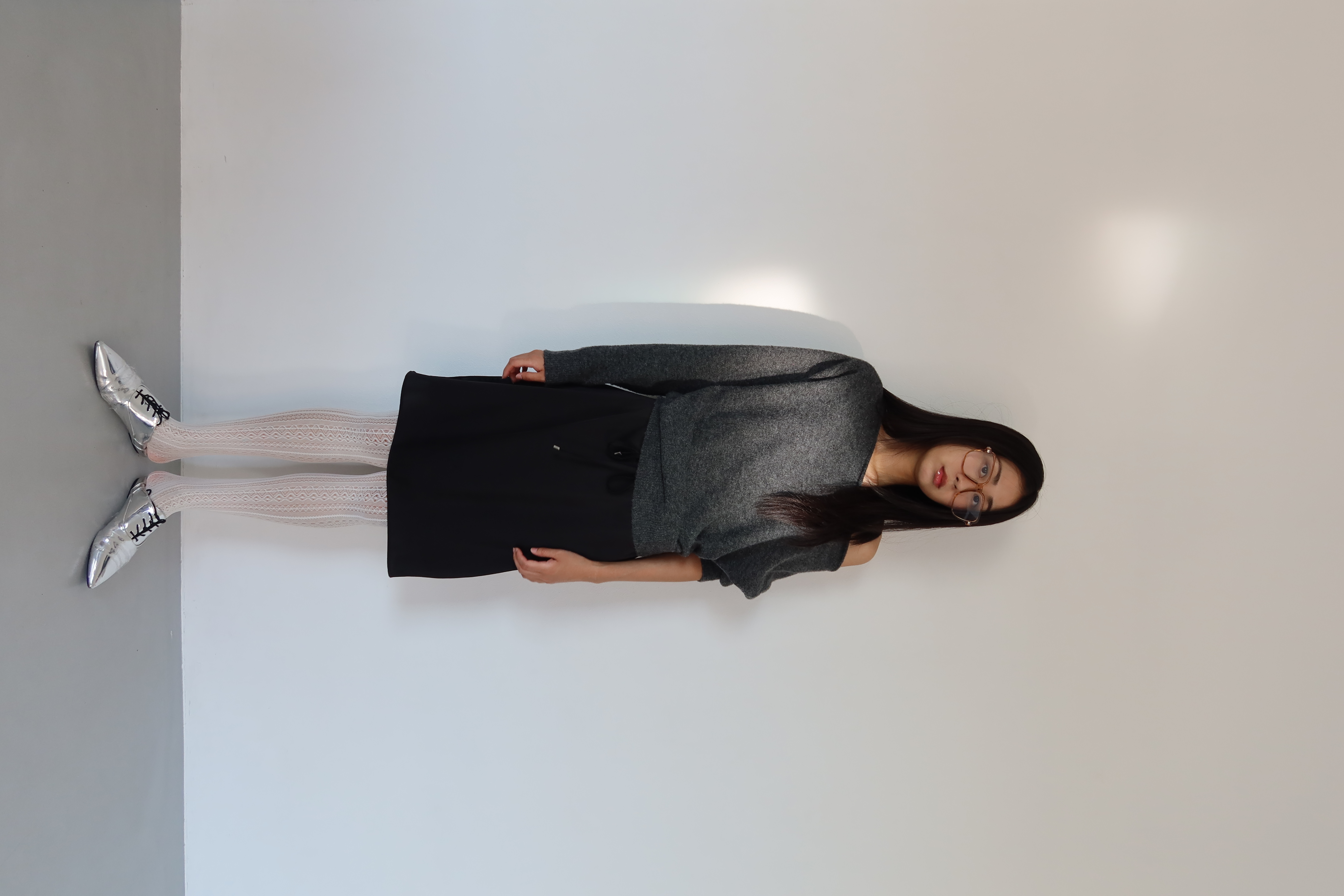 Silky satin midi skirt