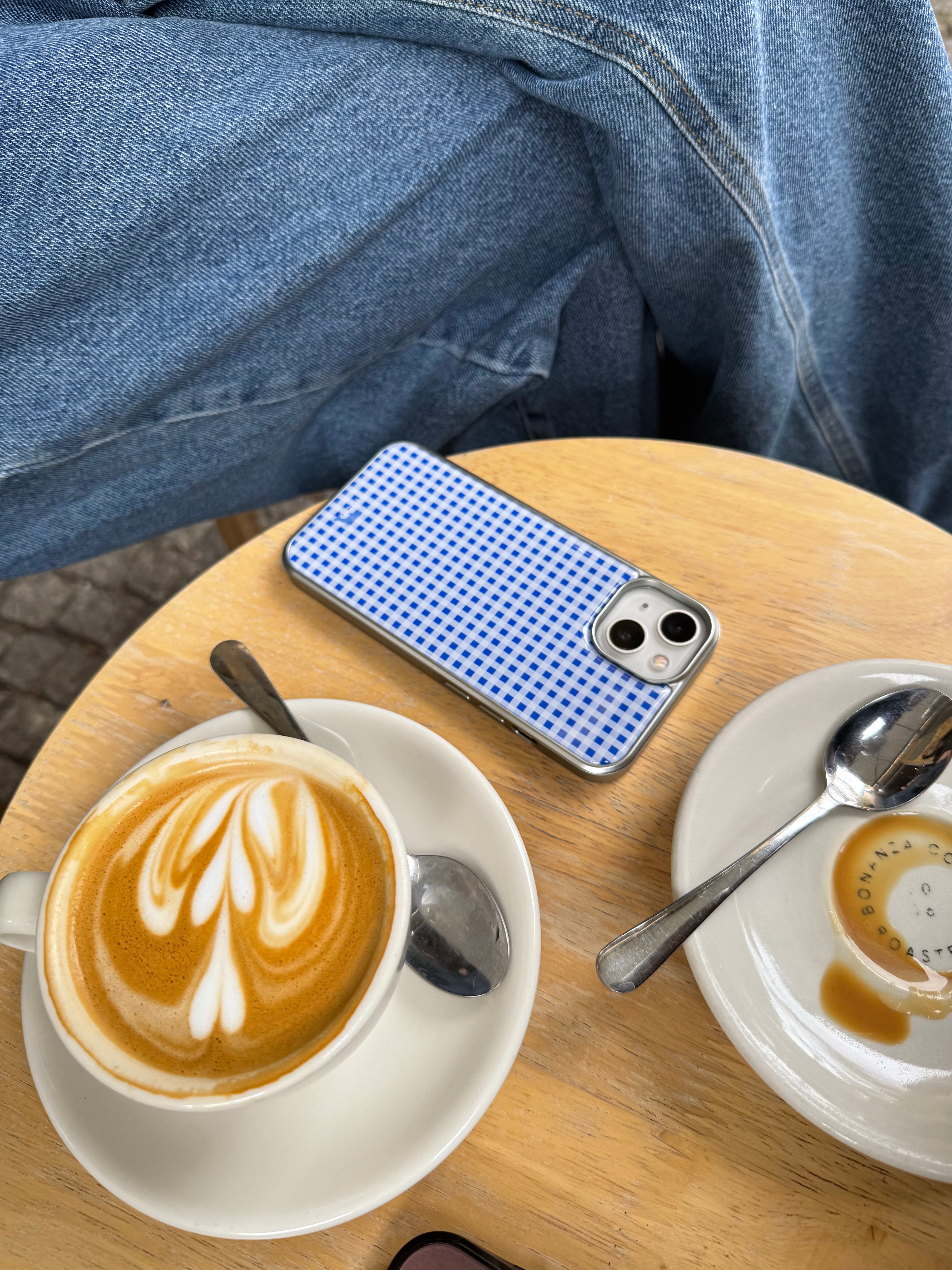 Gingham check silver epoxy case [BLUE]