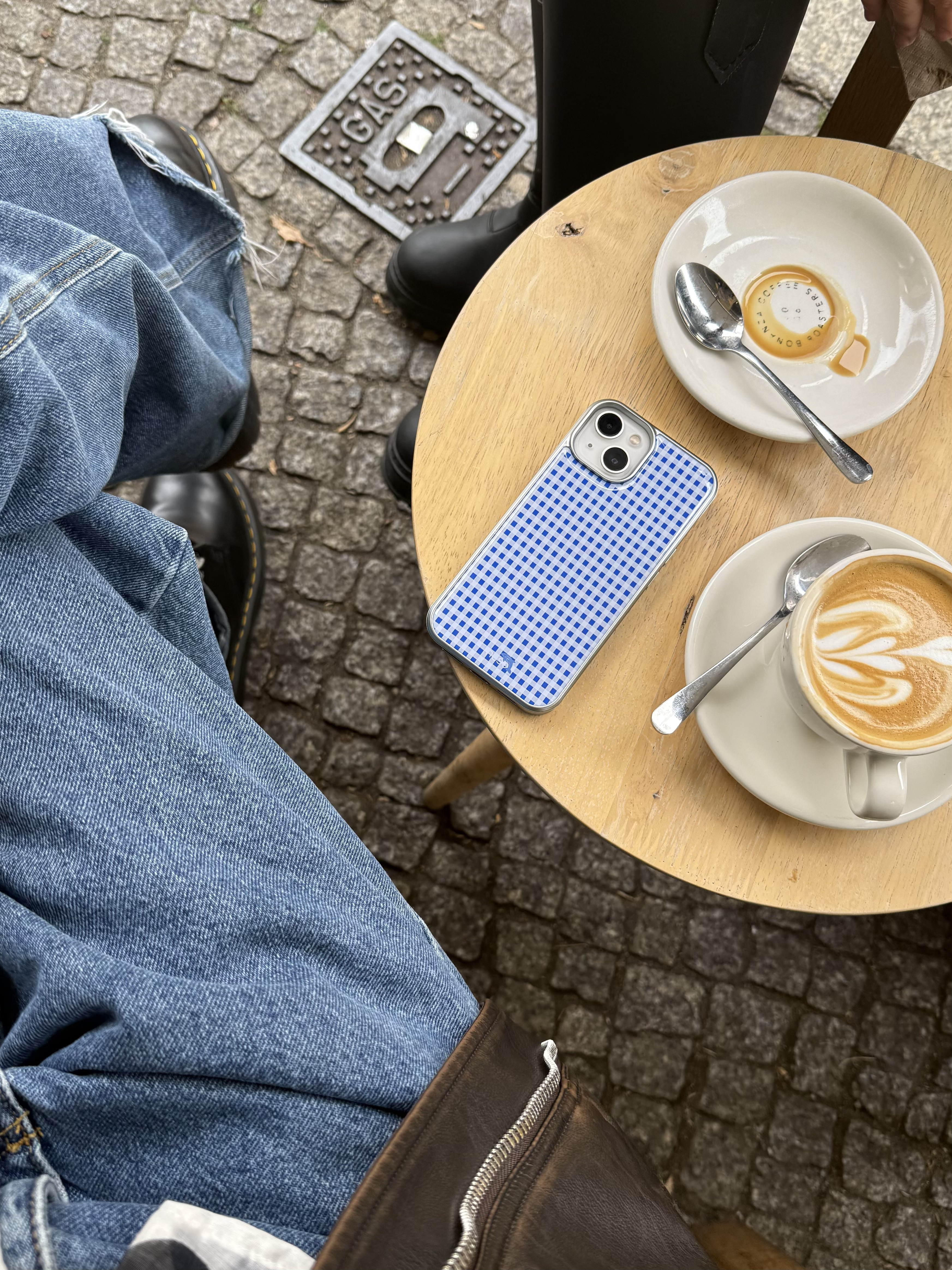 Gingham check silver epoxy case [BLUE]