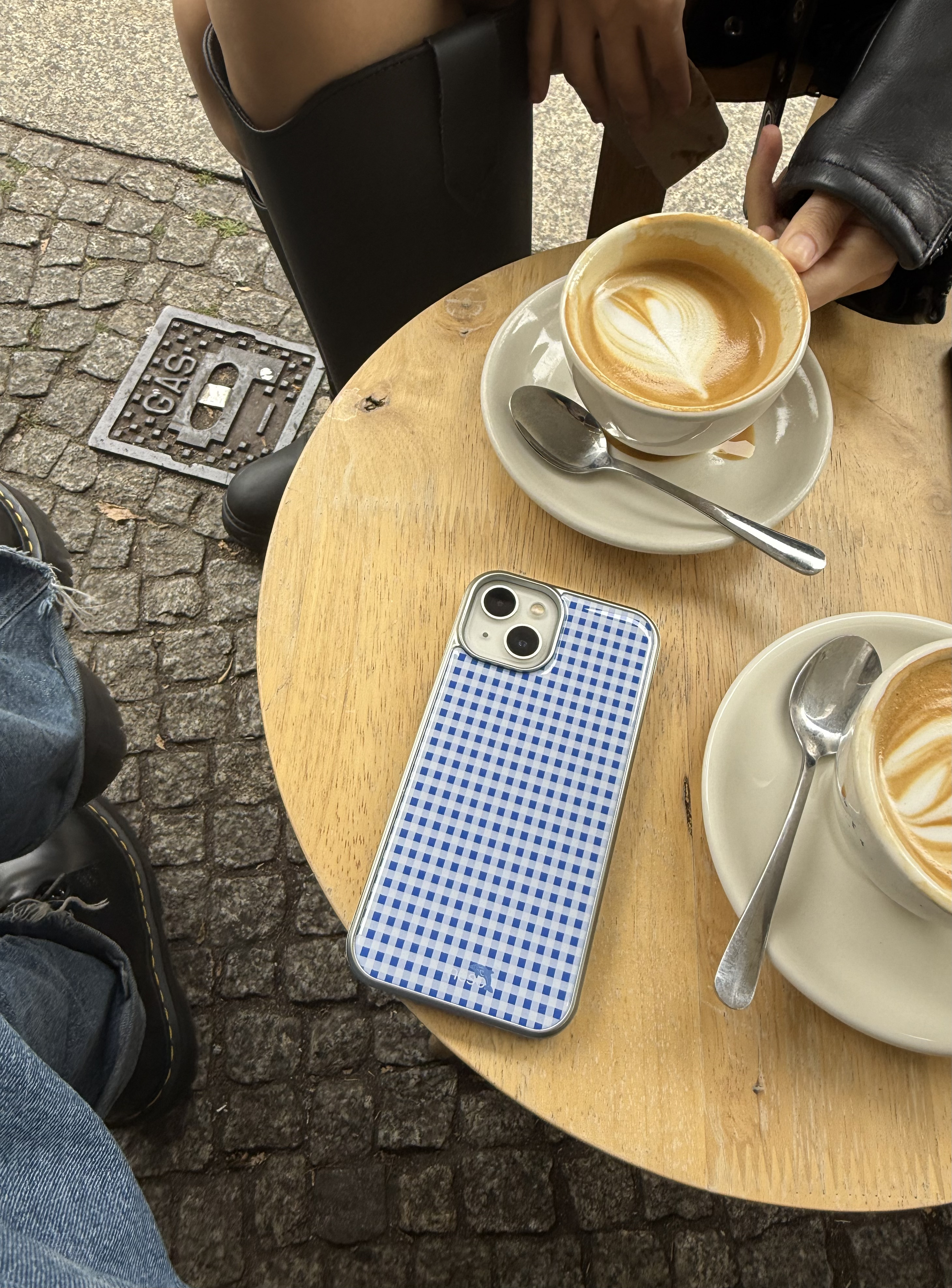 Gingham check silver epoxy case [BLUE]