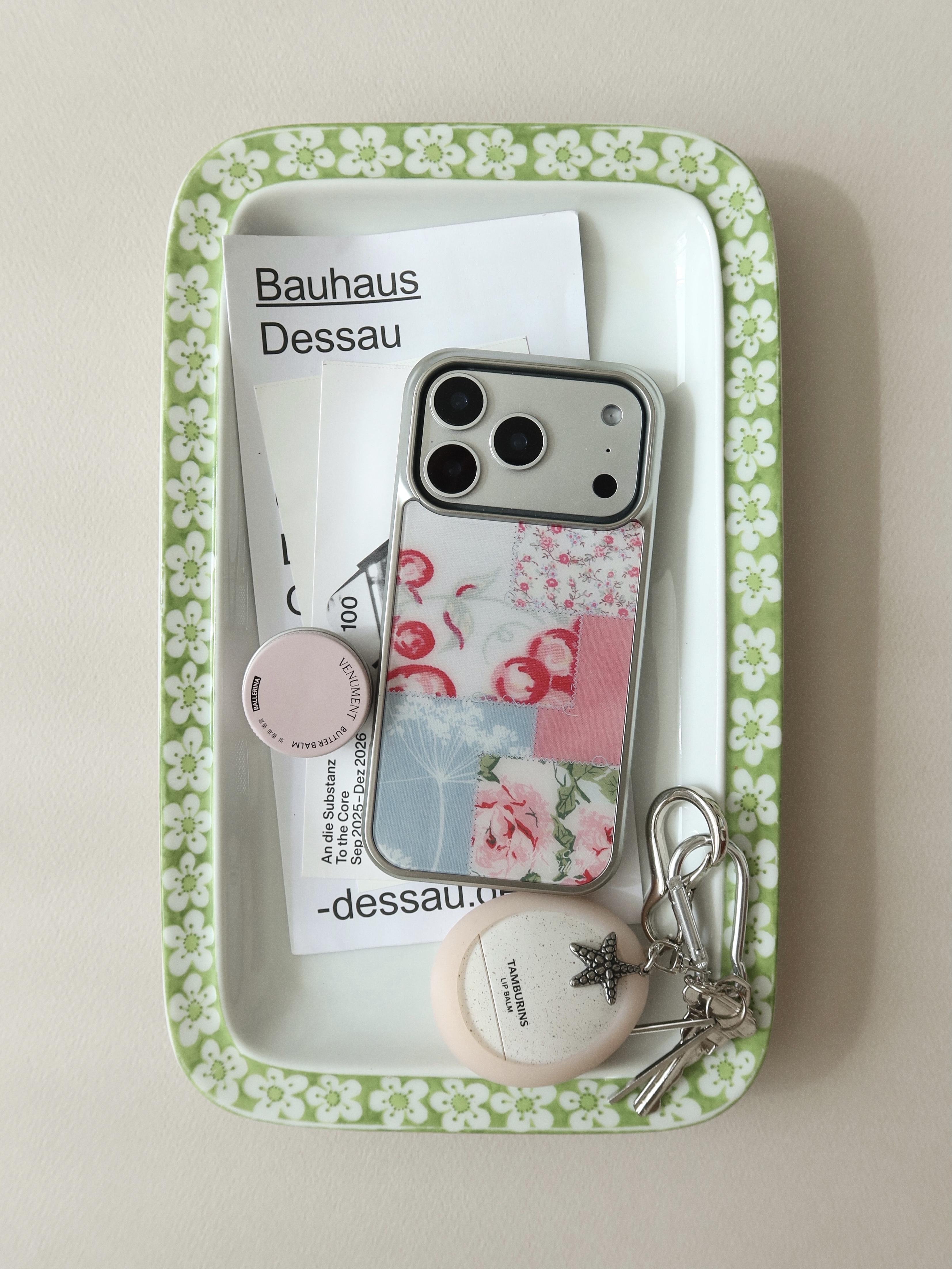PATCHWORK silver matte glass bumper case [CHERRY]
