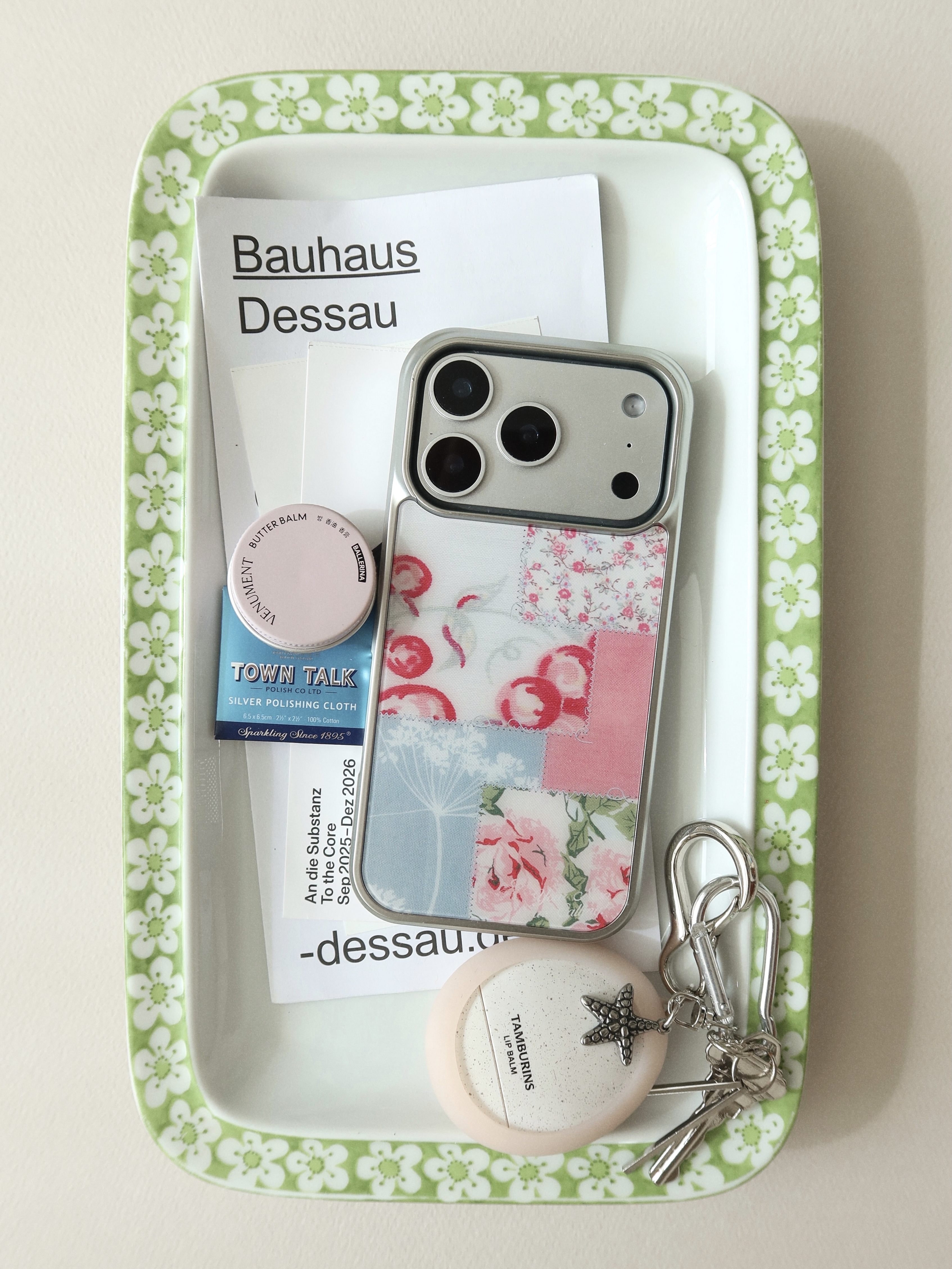 PATCHWORK silver matte glass bumper case [CHERRY]