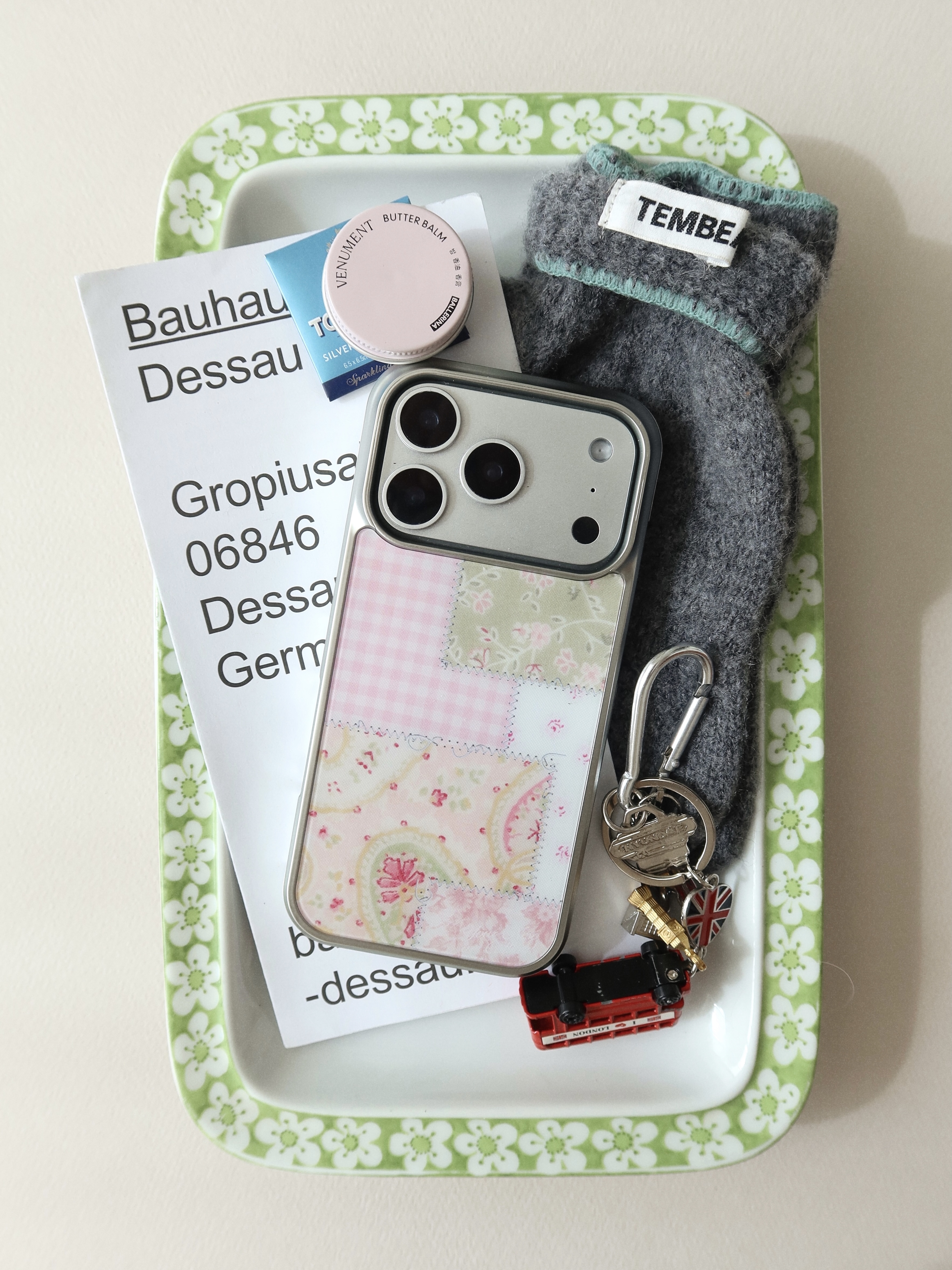 PATCHWORK silver matte glass bumper case [PINK]