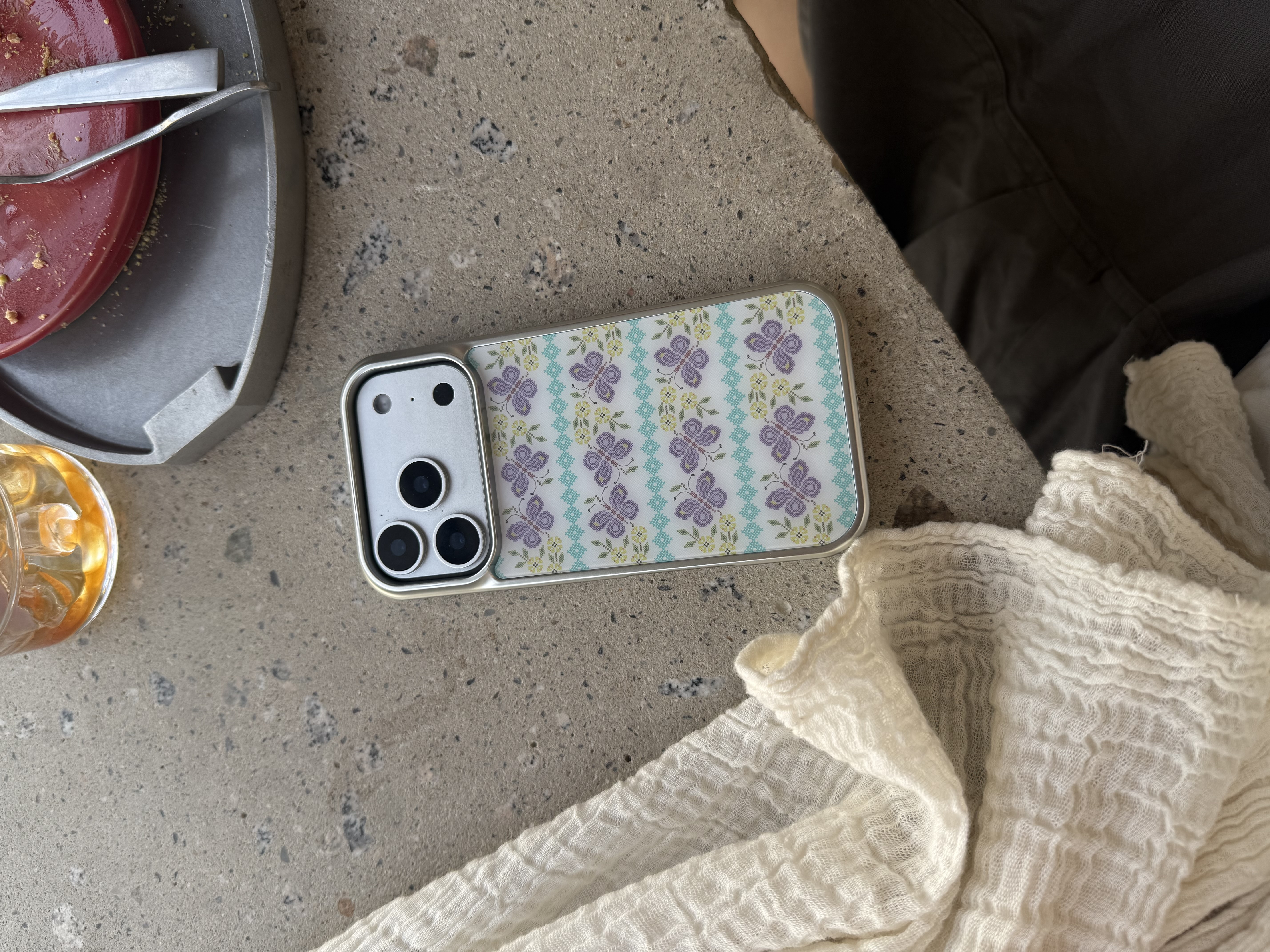 CROSS STITCH silver matte glass bumper case [BUTTERFLIES]