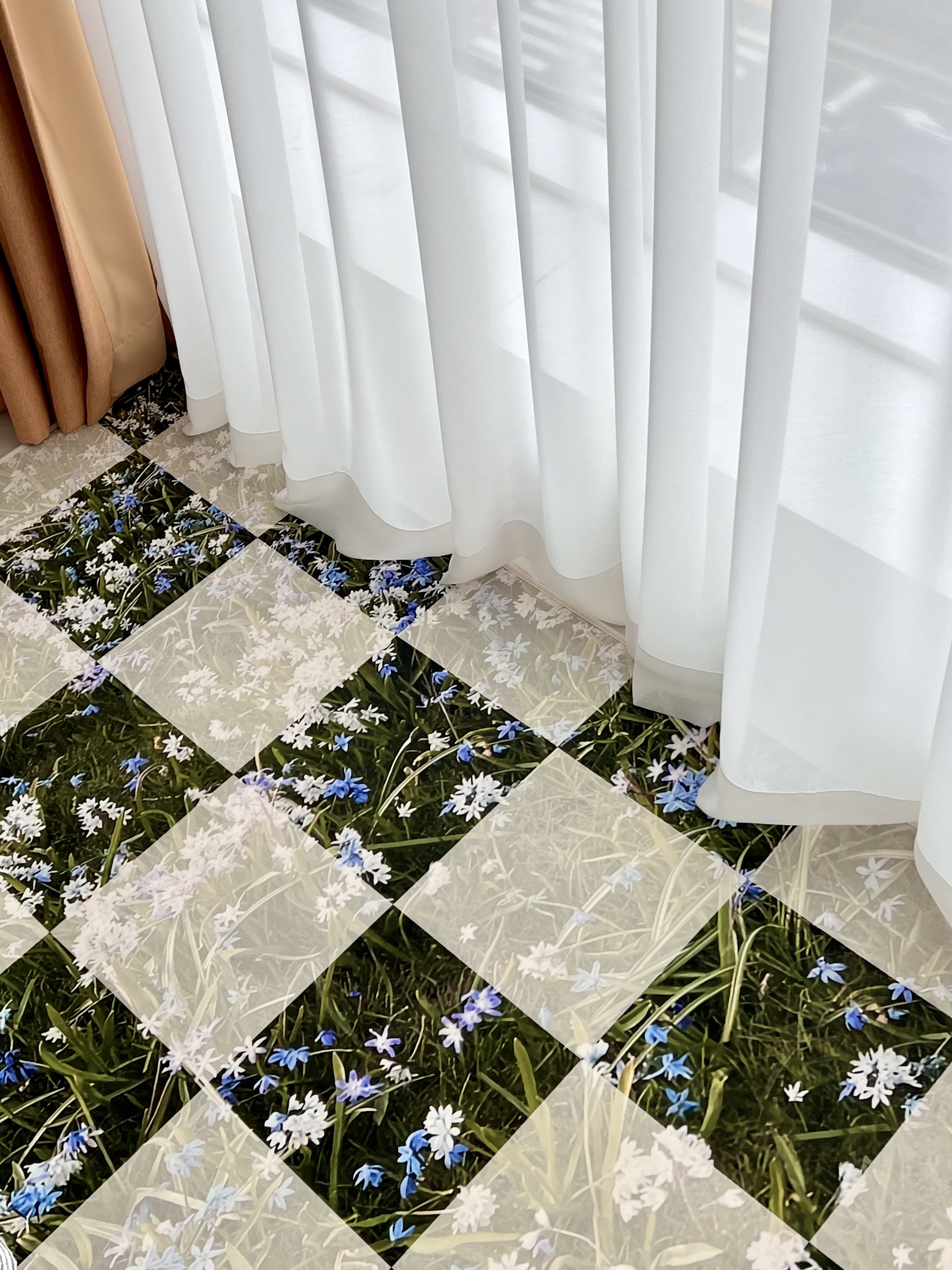 Wild Flowers Checkerboard 들꽃 체커보드 극세사 러그