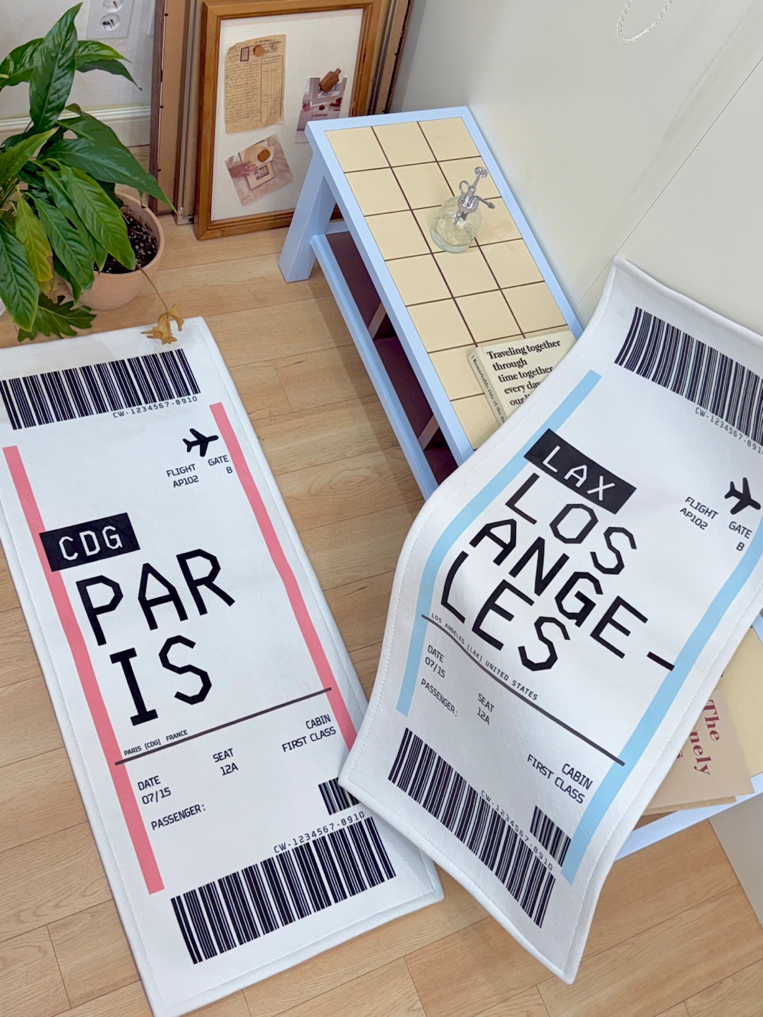Airplane Ticket 비행기 티켓 포인트 러그
